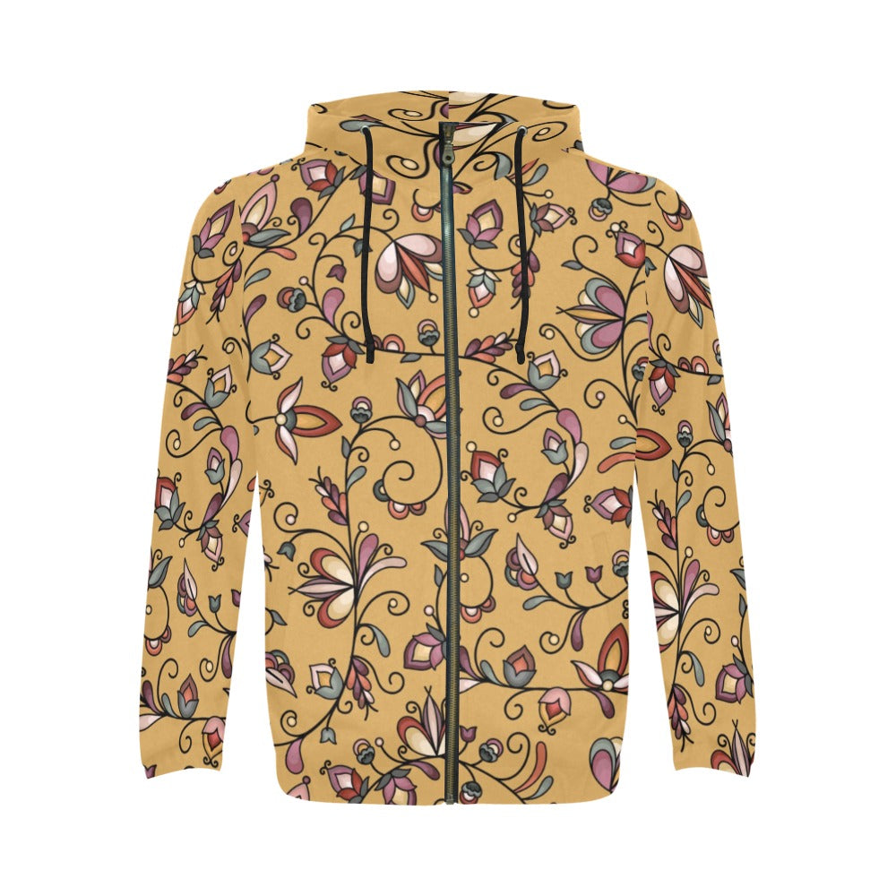 Burnt Sky Petals Gold Men's Zipper Hoodie