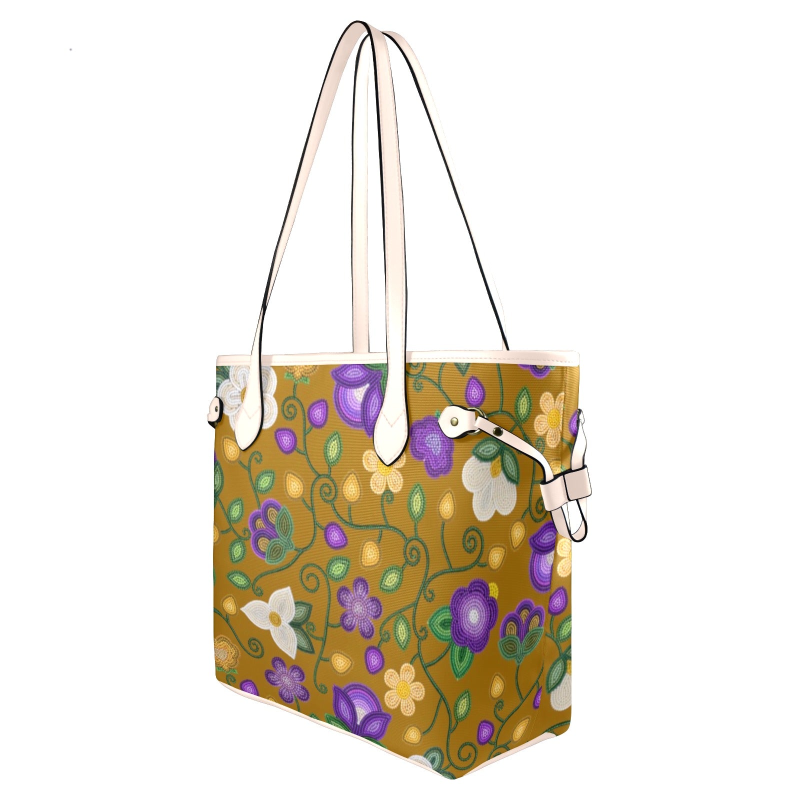 Midnight Moss Bloom Toffee Clover Canvas Tote Bag