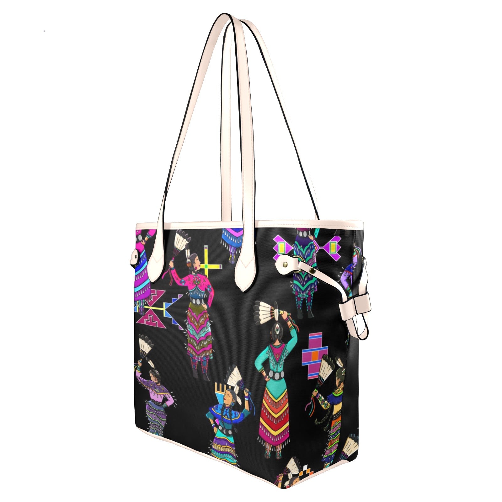 Women's Jingle Dancers Black Clover Canvas Tote Bag