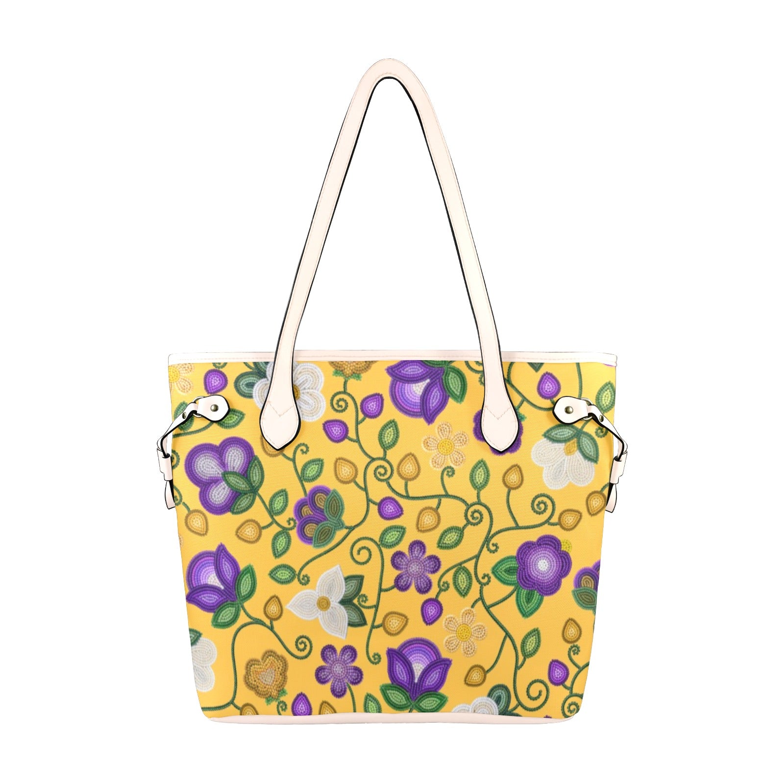 Midnight Moss Bloom Yellow Clover Canvas Tote Bag