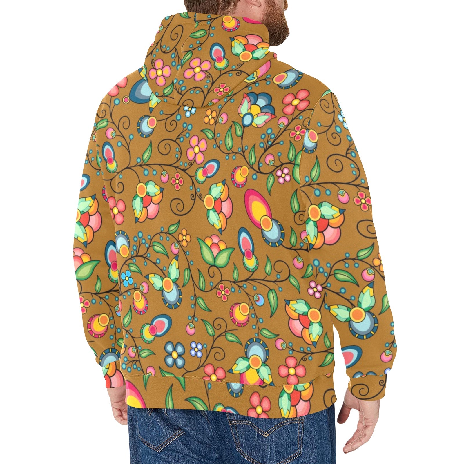 Floral Bounty Fall Leaves Men's Long Sleeve Fleece Hoodie