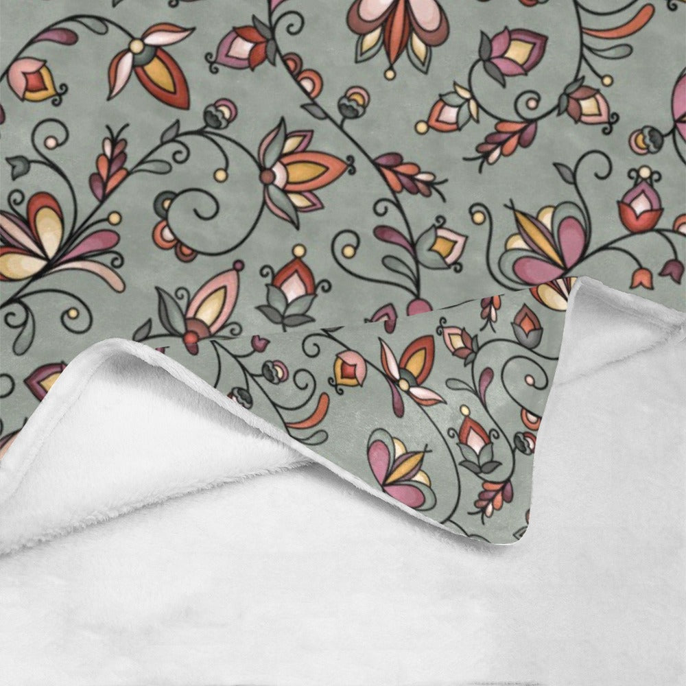 Burnt Sky Petals Green Ultra-Soft Micro Fleece Blanket 60"x80"