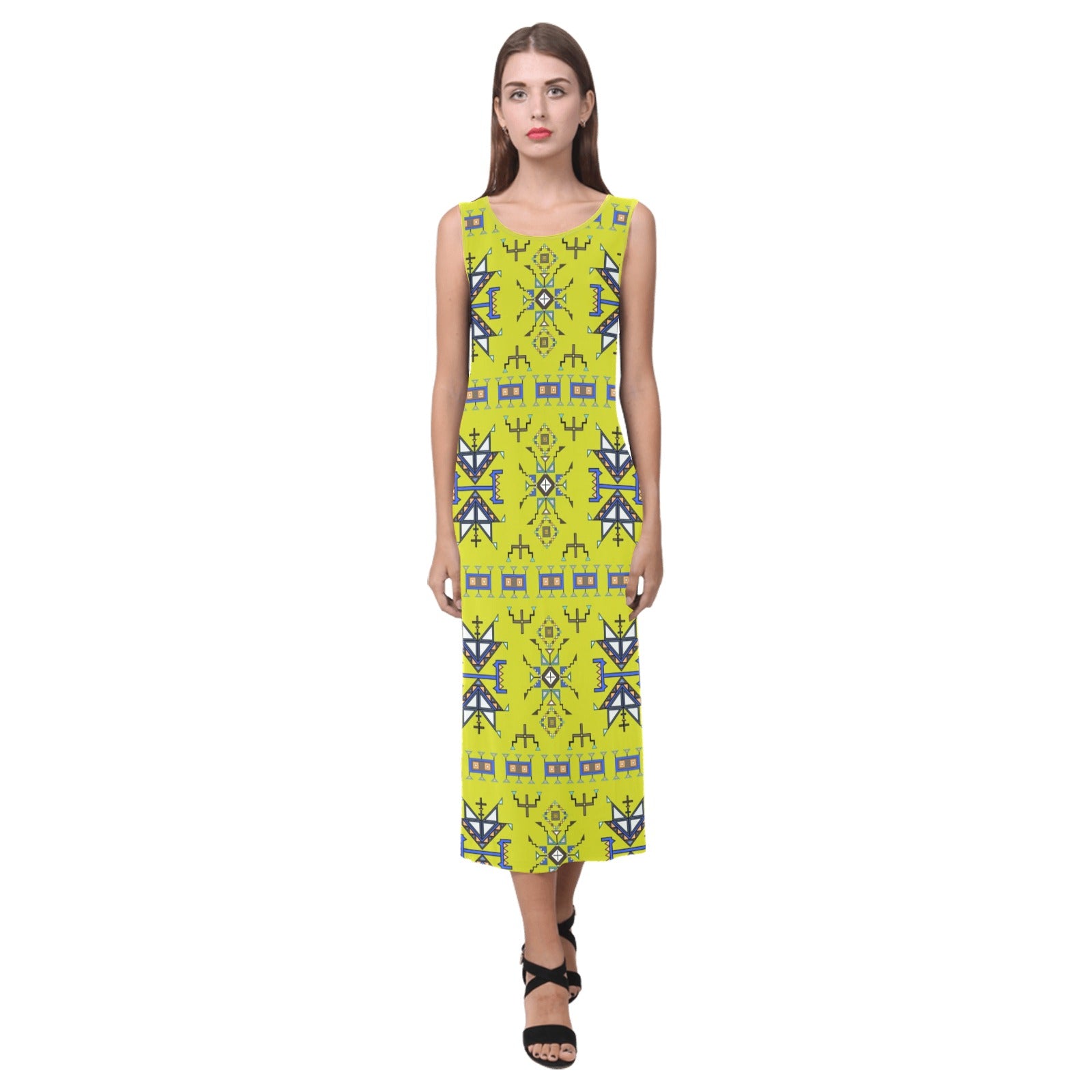 Eagle Strike Lime Phaedra Sleeveless Open Fork Long Dress