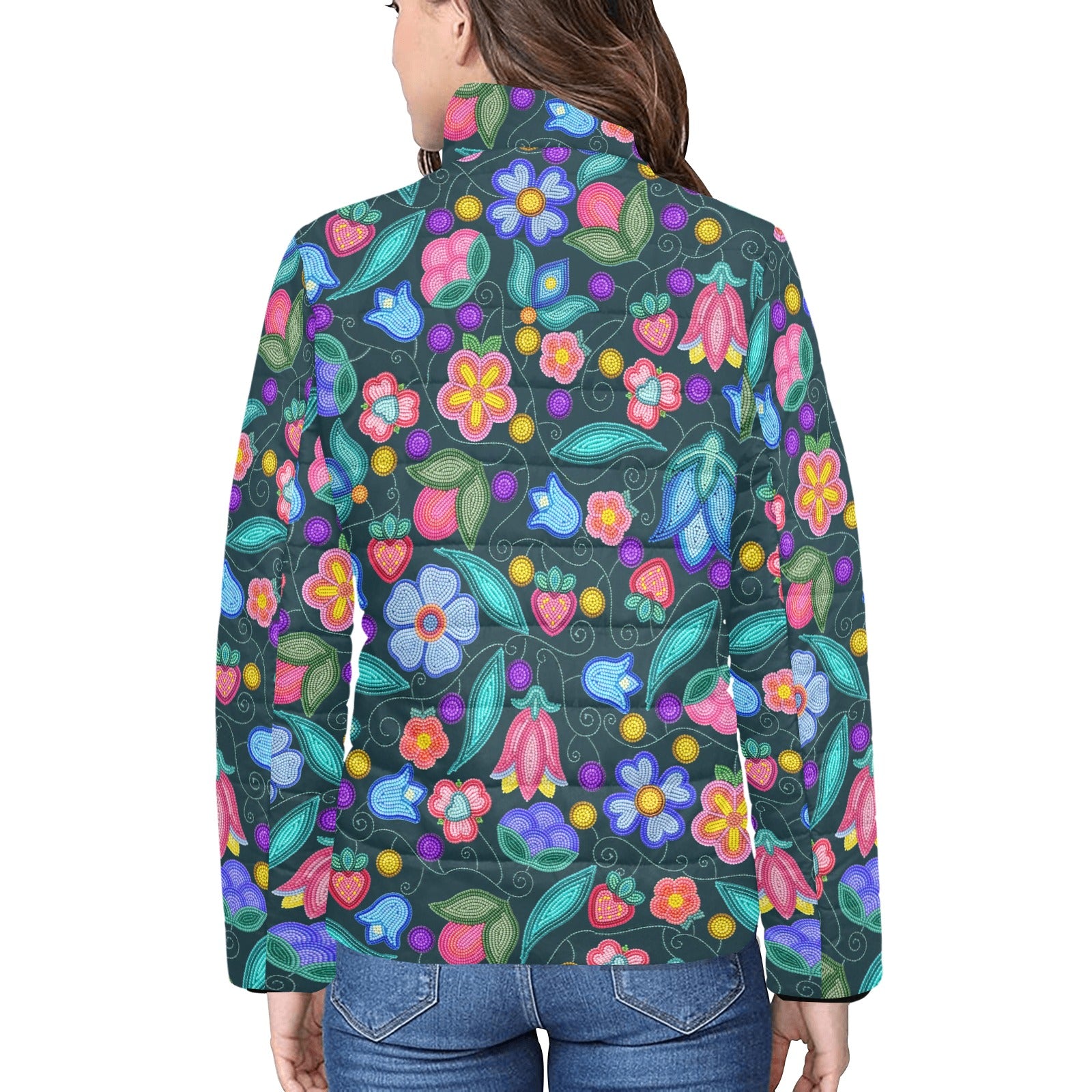 Sweet Offering Dark Teal Women's Stand Collar Padded Jacket
