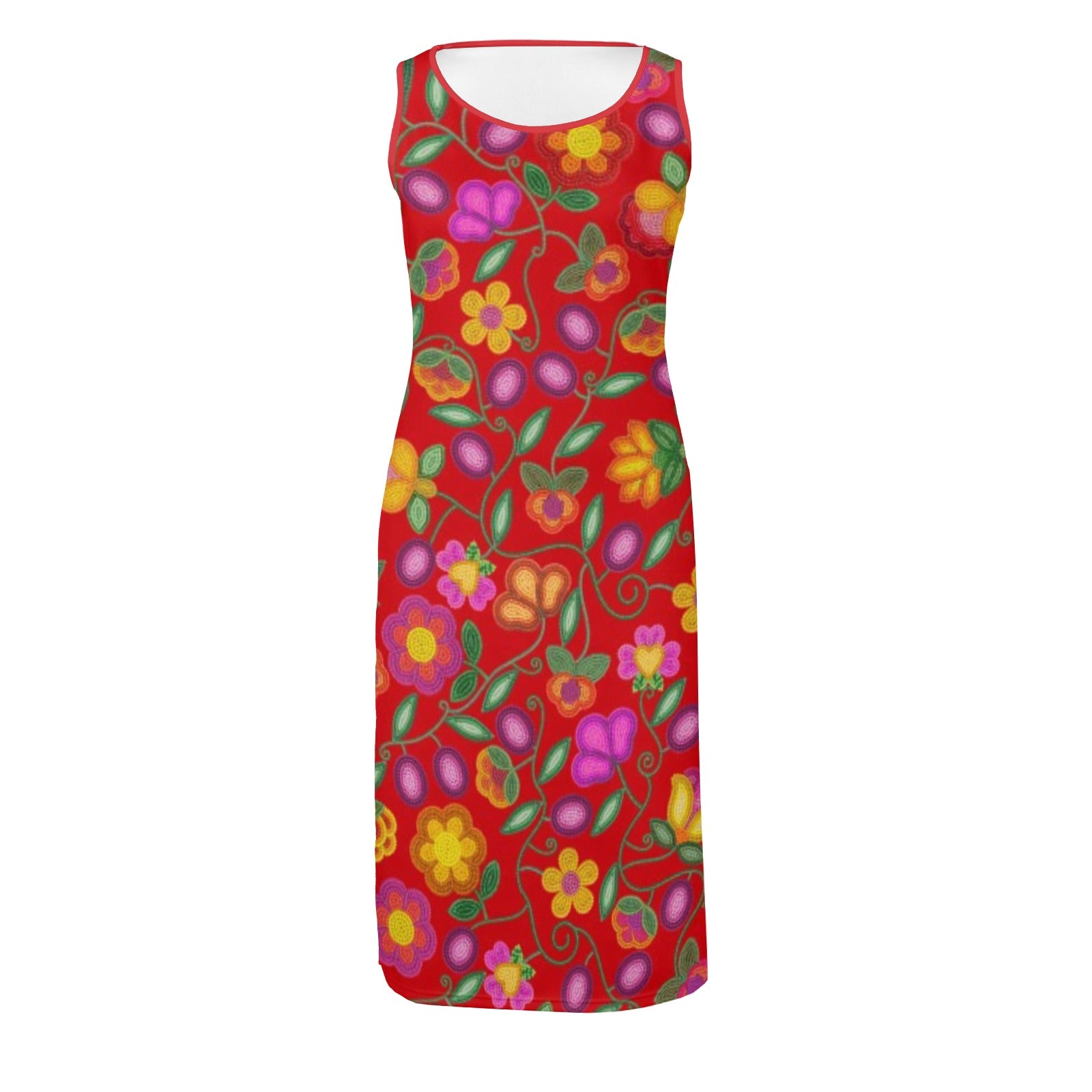Boreal Bounty Red Phaedra Sleeveless Open Fork Long Dress