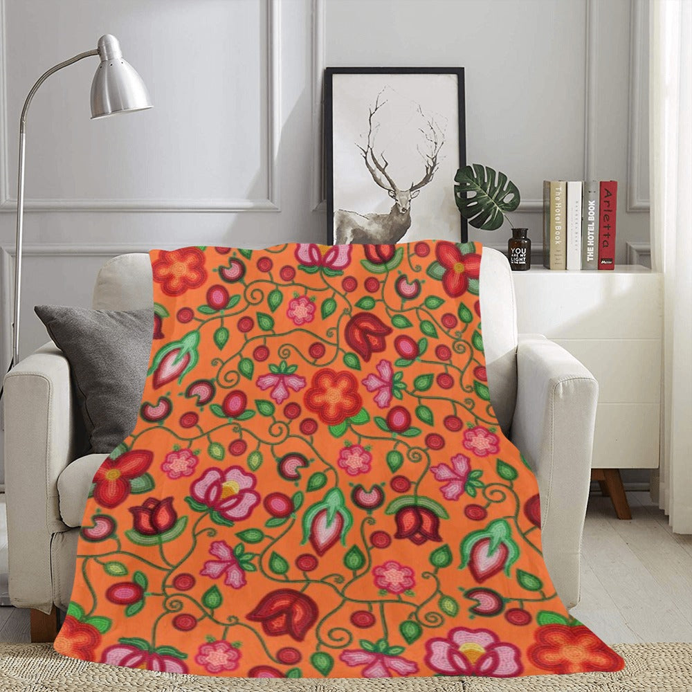 Rose Reverie Orange Ultra-Soft Micro Fleece Blanket 60"x80"
