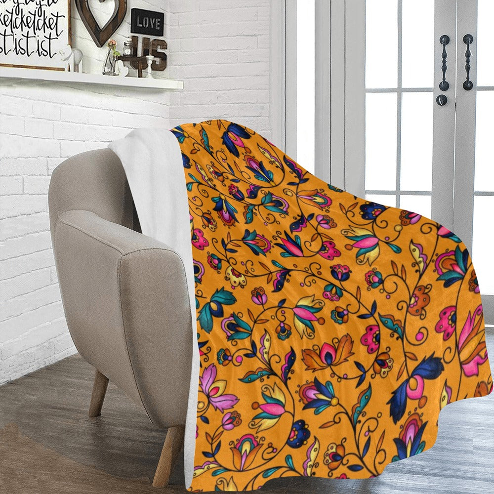 Copper Prairie Petals Orange Ultra-Soft Micro Fleece Blanket 60"x80"