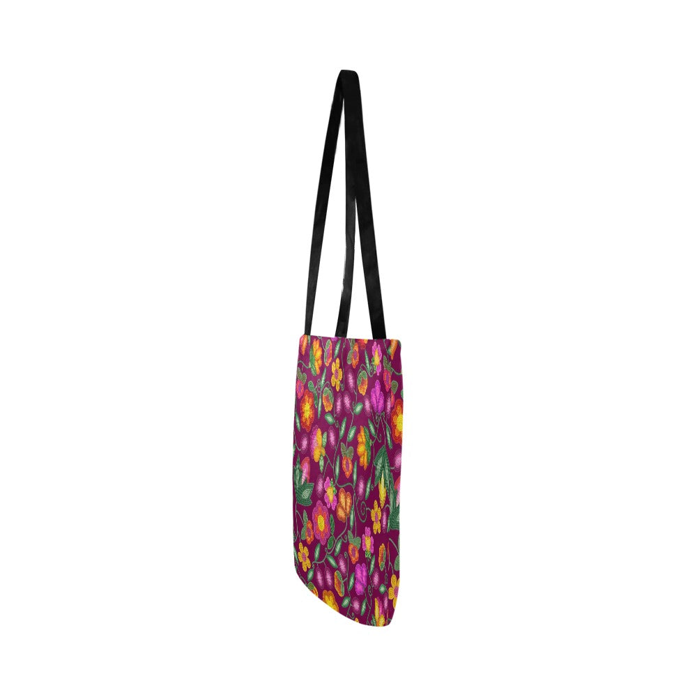 Boreal Bounty Dark Magenta Reusable Shopping Bag (Two sides)