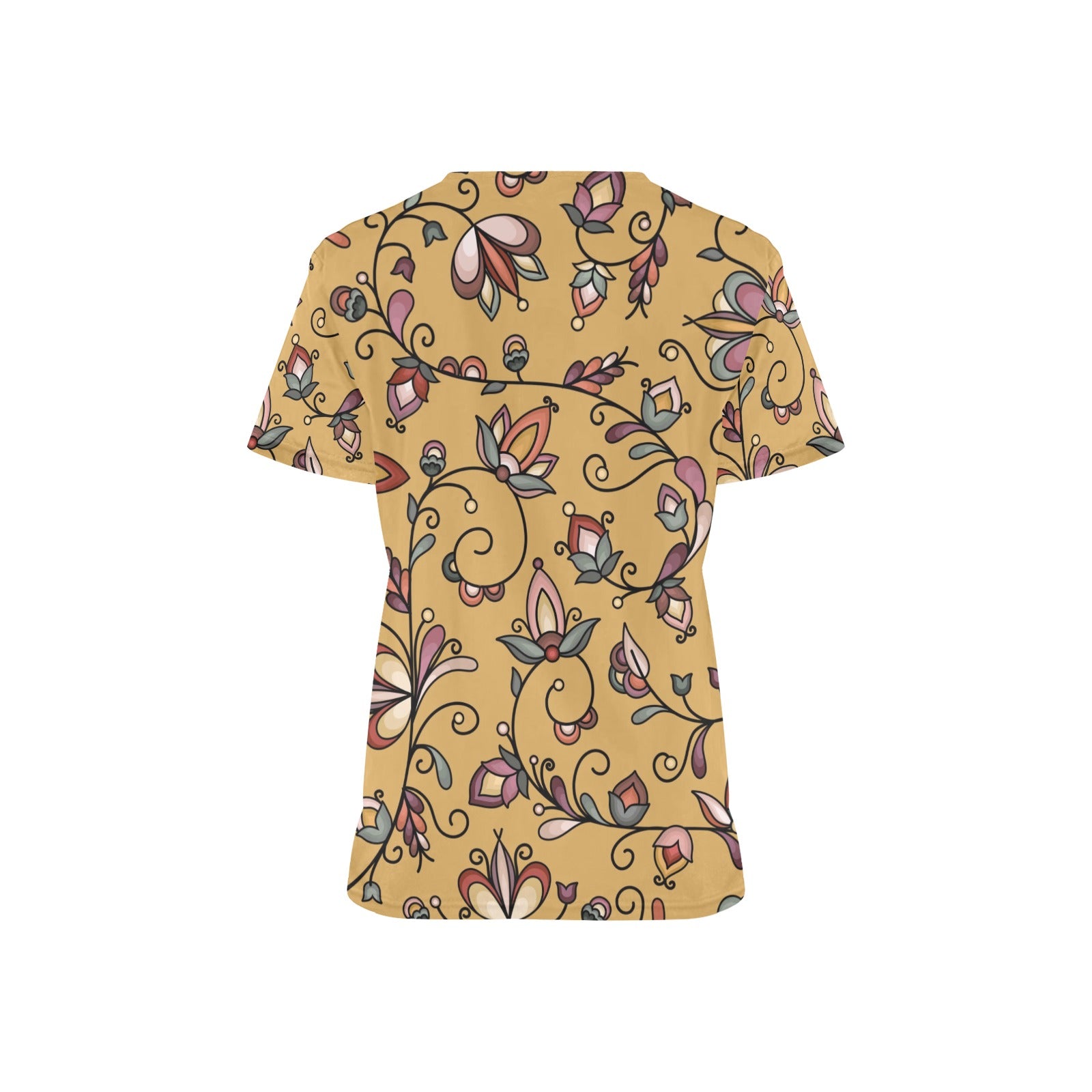 Burnt Sky Petals Gold Scrub Top