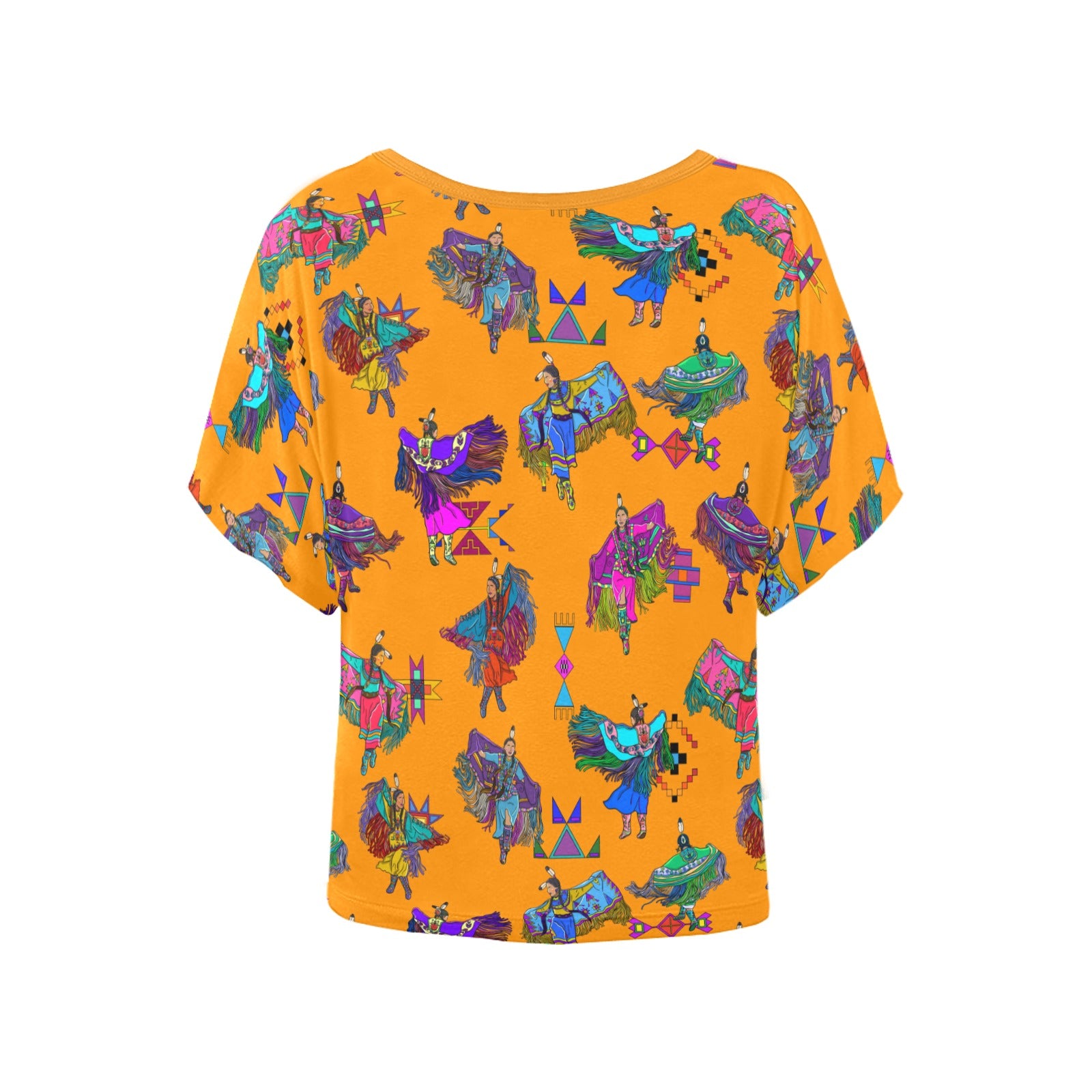 Women's Fancy Dancers Orange Women's Batwing-Sleeved Blouse T shirt