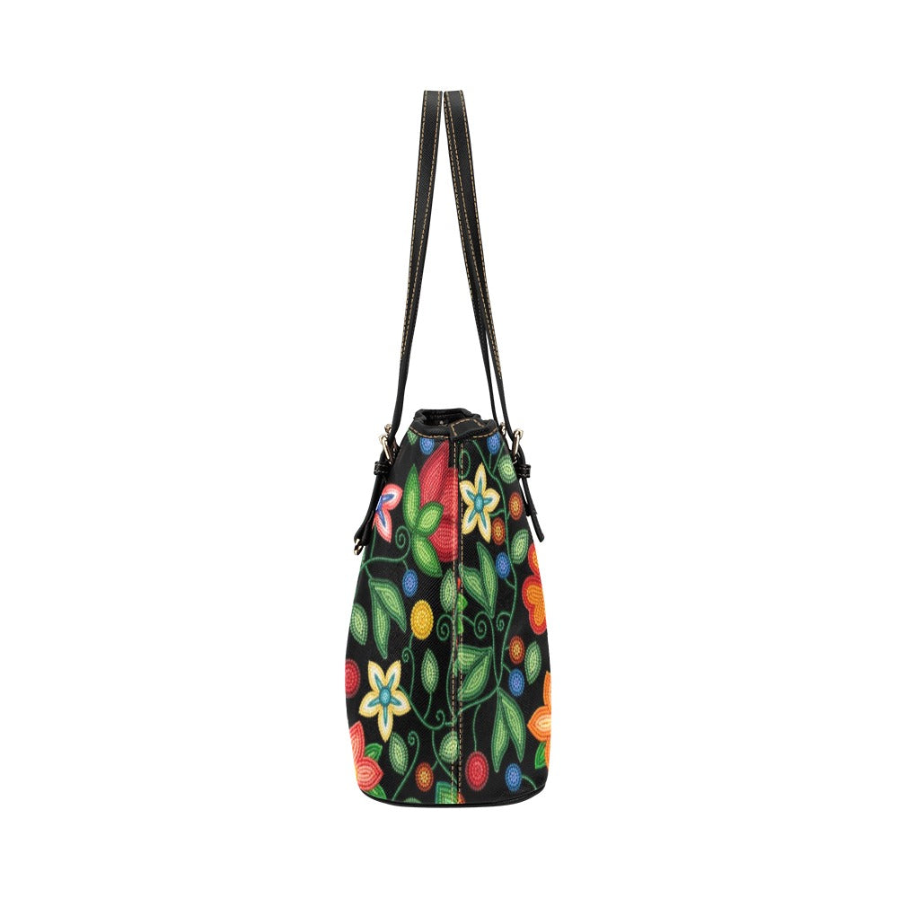 Morning Harmony Black Leather Tote Bag/Large