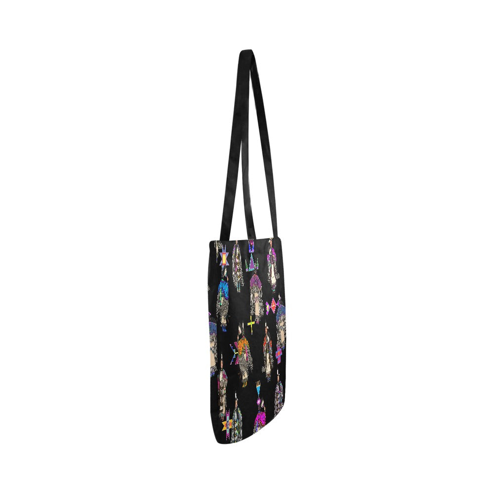 Women's Tradish Dancers Black Reusable Shopping Bag (Two sides)