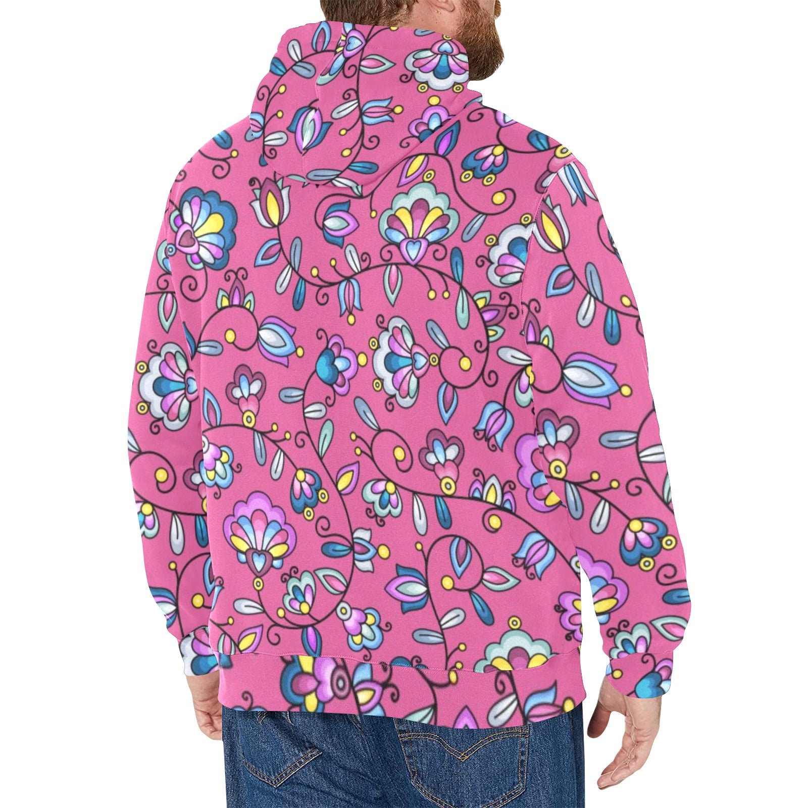 Autumn Bundle Blessing Pink Men's Long Sleeve Fleece Hoodie