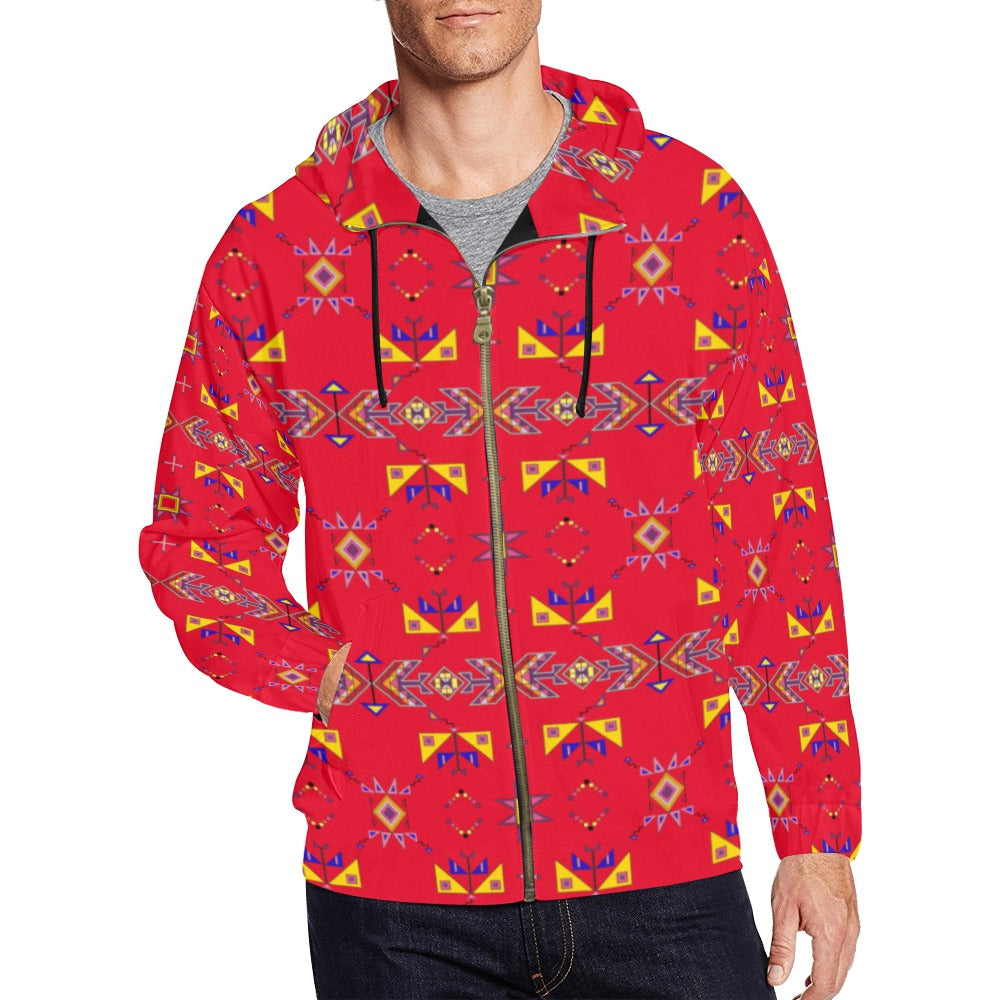 Scattered Generations Red Men's Zipper Hoodie