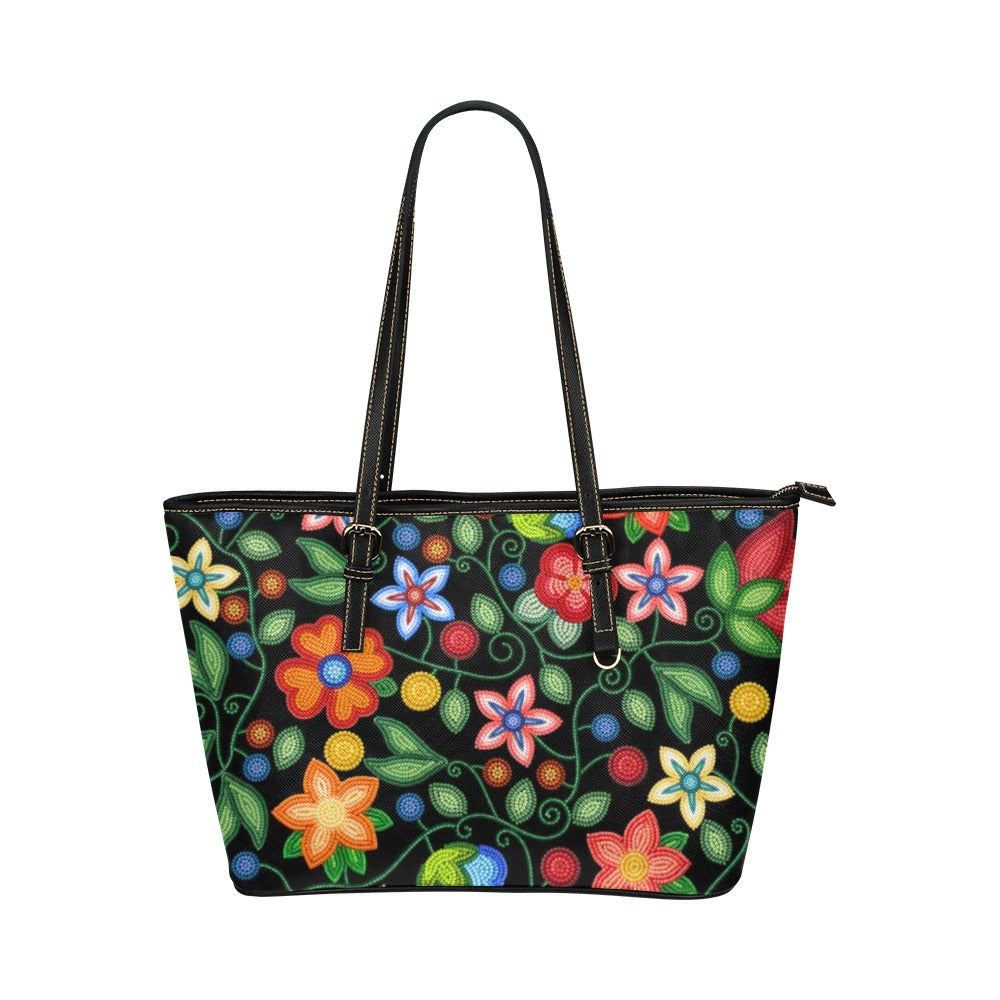 Morning Harmony Black Leather Tote Bag/Large