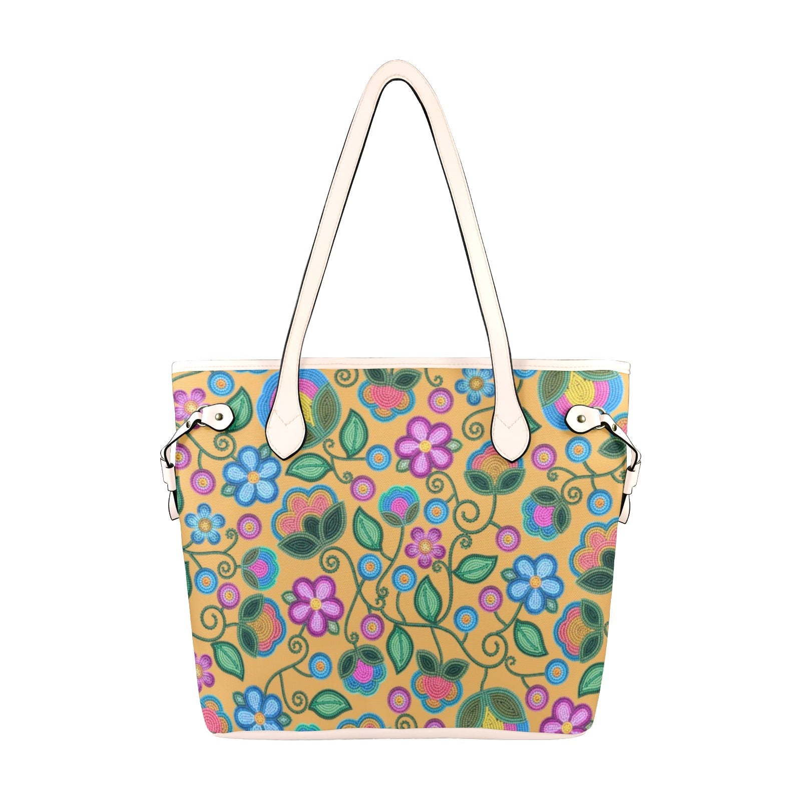 Turquoise Sunbeam Yellow Clover Canvas Tote Bag