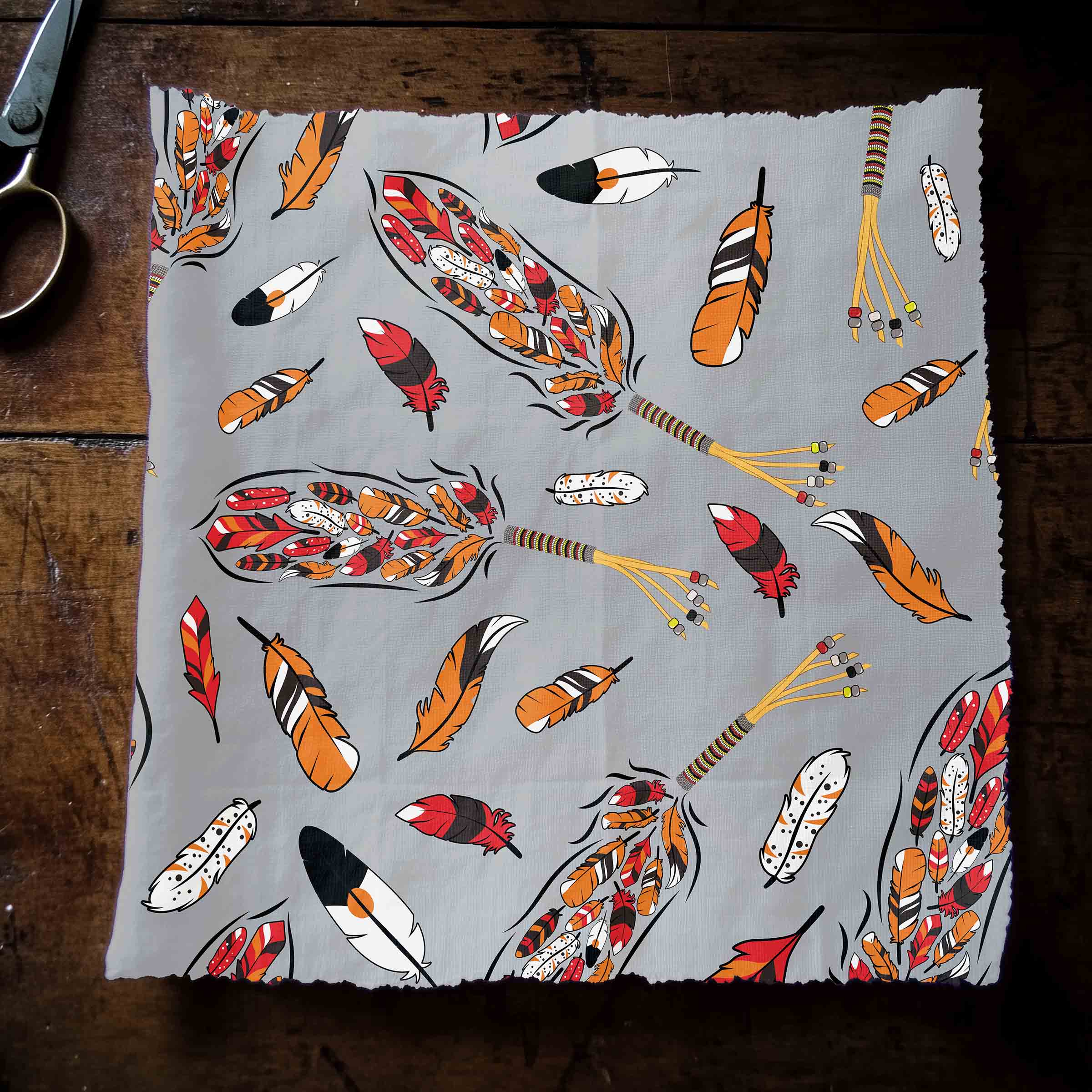 Feathers Grey Satin Fabric By the Yard Pre Order