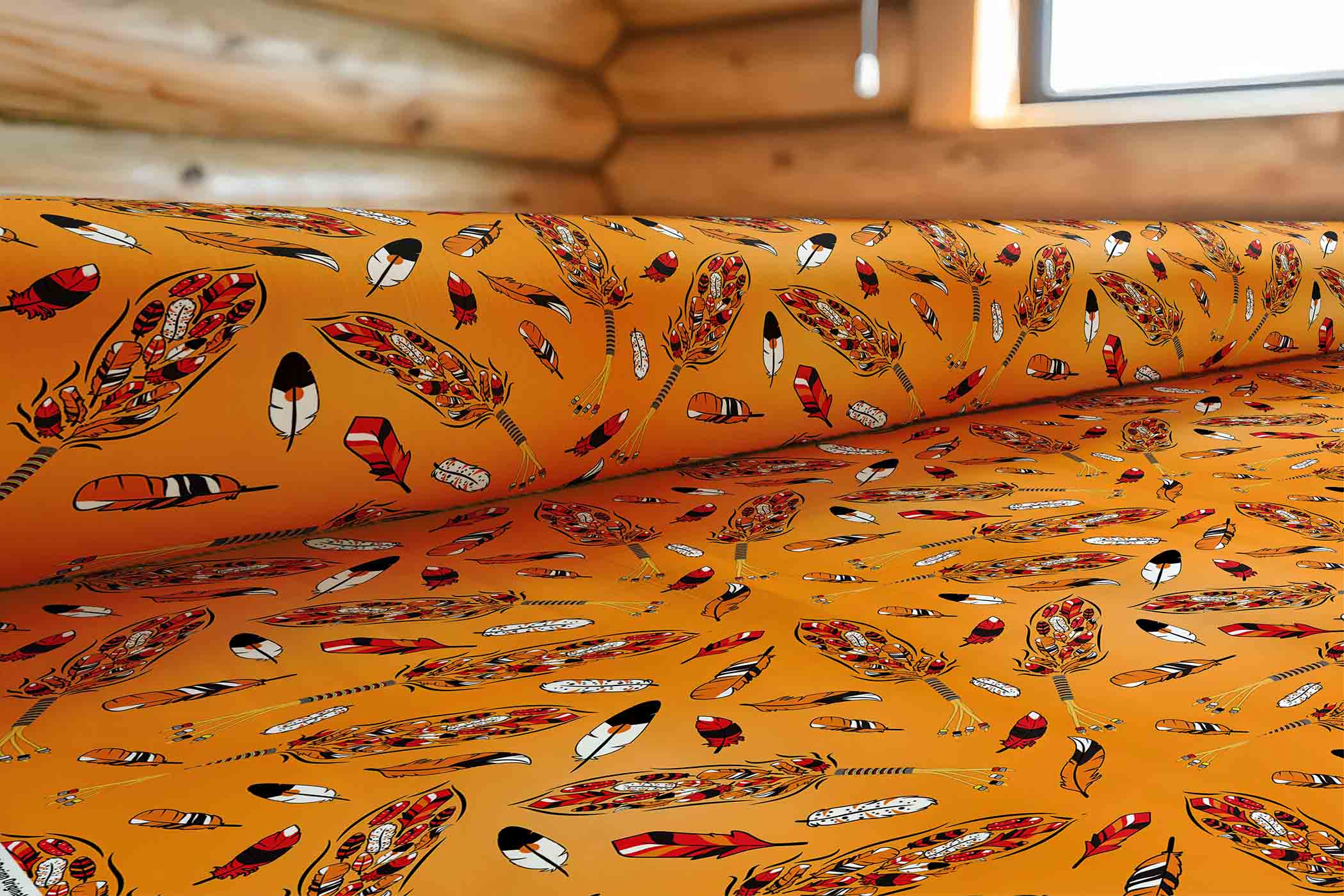 Feathers Orange 56 Inch Cotton Poplin Pre Order