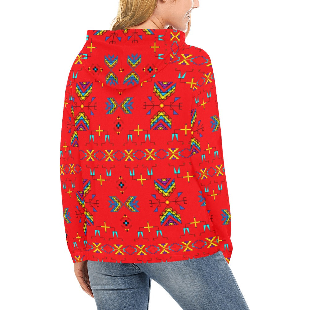 Rainy Chief Rainbow Red Hoodie for Women (USA Size)
