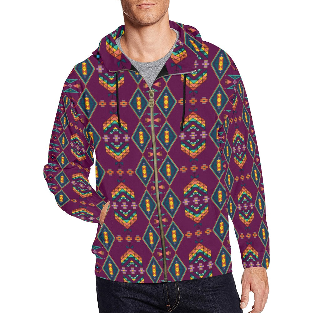 Travois Tipi Berry Men's Zipper Hoodie
