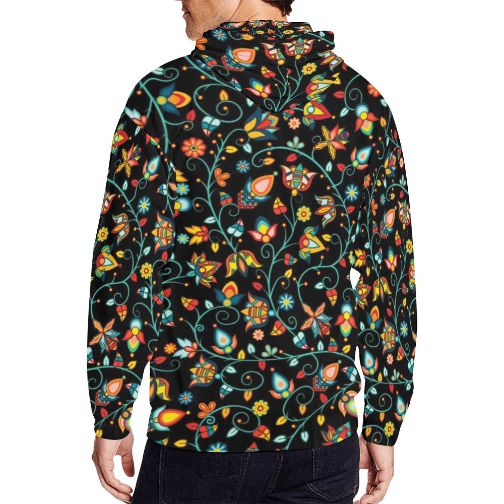 Thorny Path Black Men's Zipper Hoodie