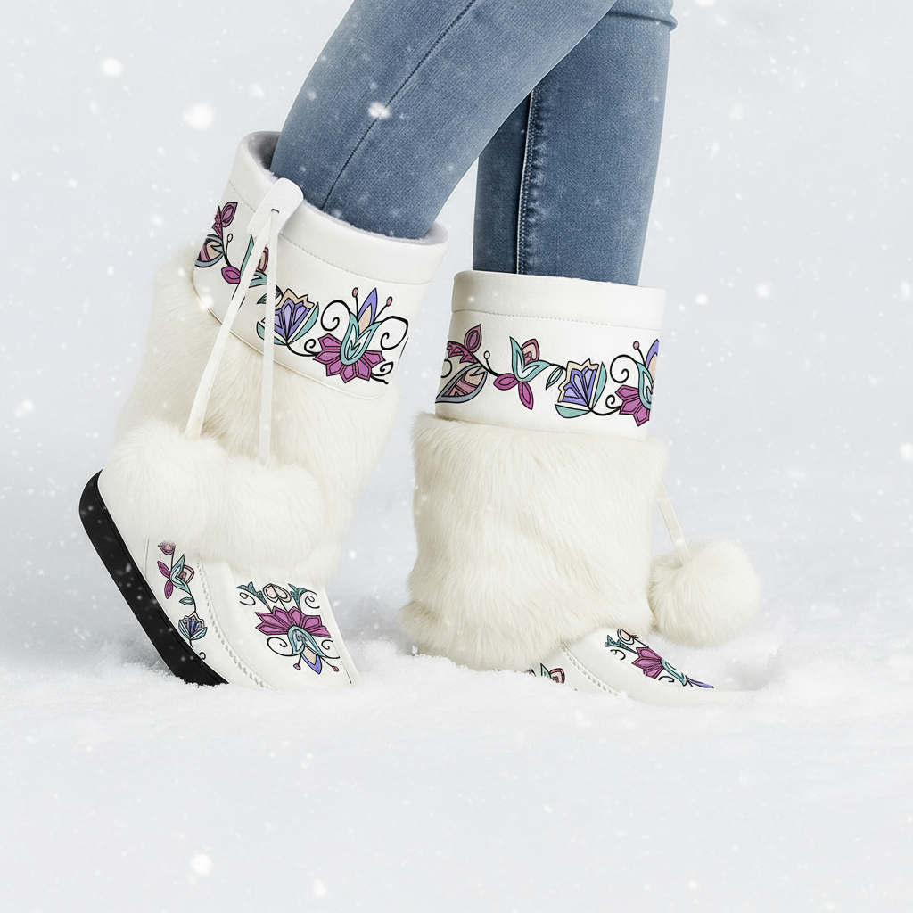 Moonlit Frost Real Leather MocLux Calf with Fur