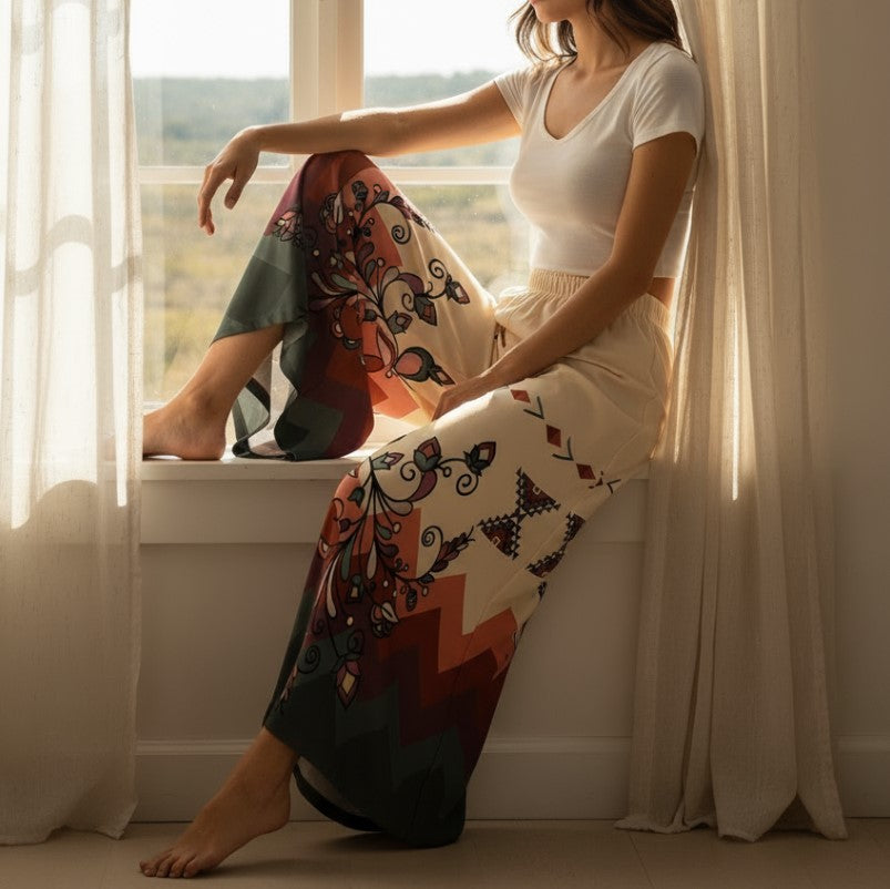 Burnt Sky Petals Ribbon Pant