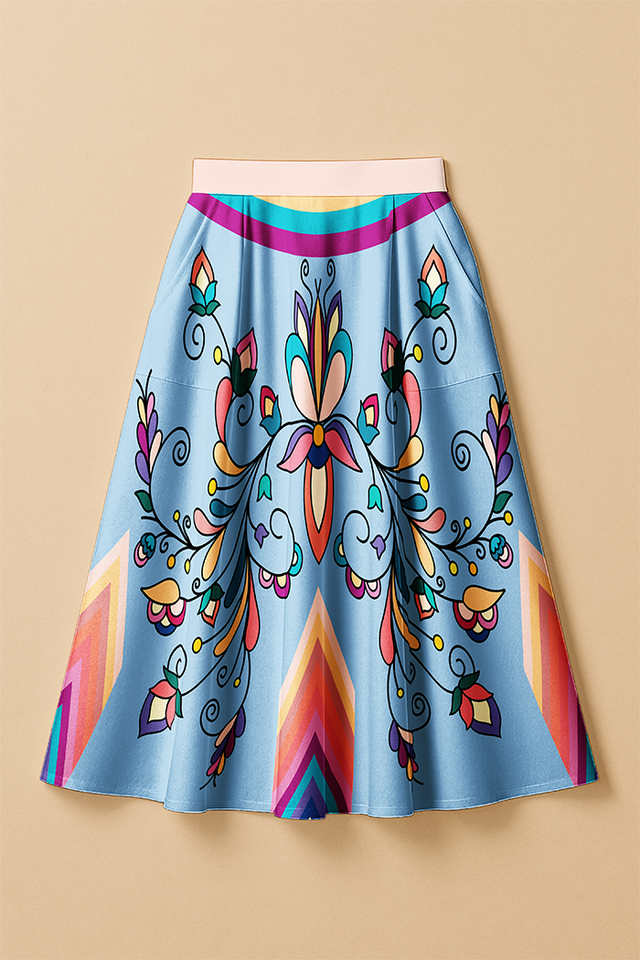 Guardian Petals Pastel Elastic Waist Pocket Midi Skirt