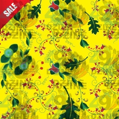 Vine Life Lemon Satin Fabric By the Yard Pre Order