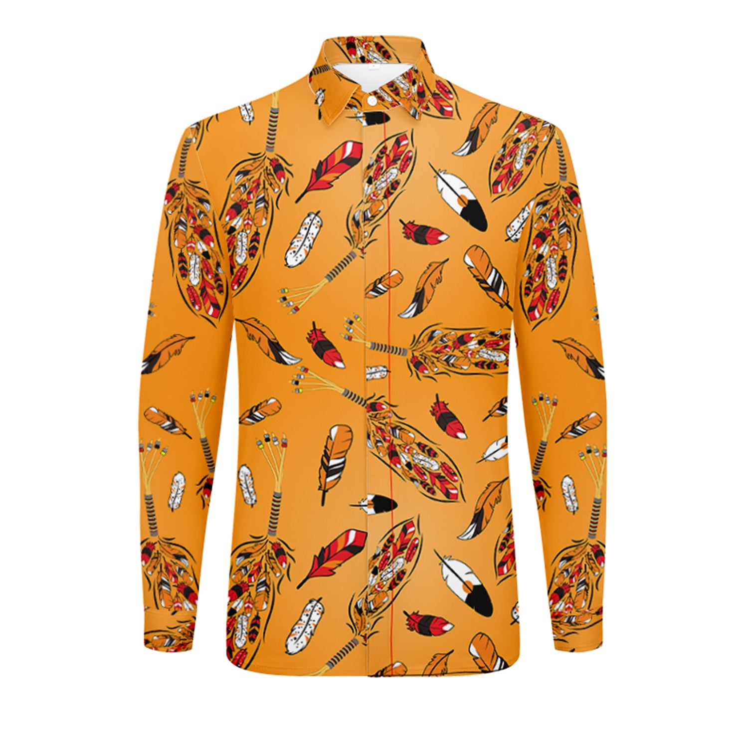 ECM Prayer Feathers Orange Men's Long Sleeve Dress Shirt