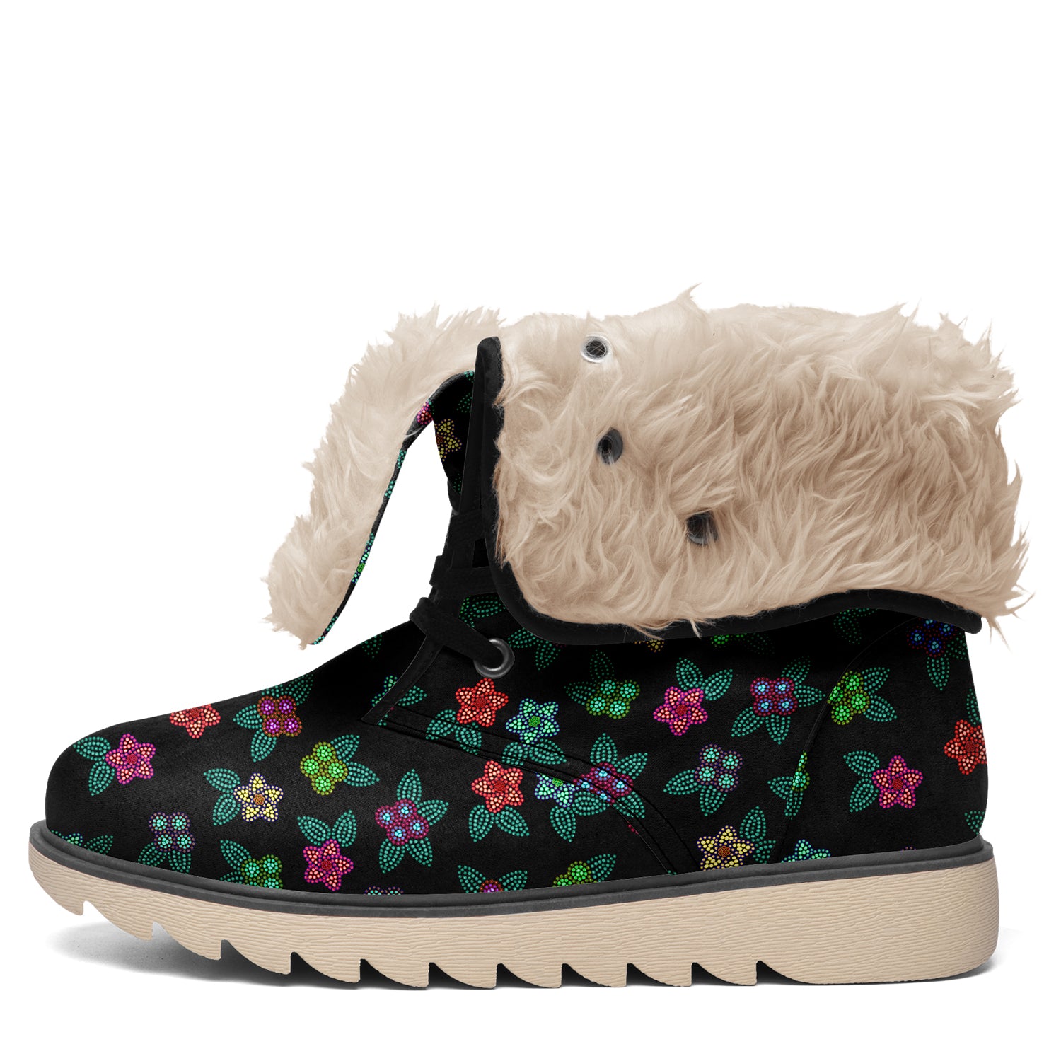 Berry Flowers Black Polar Winter Boots