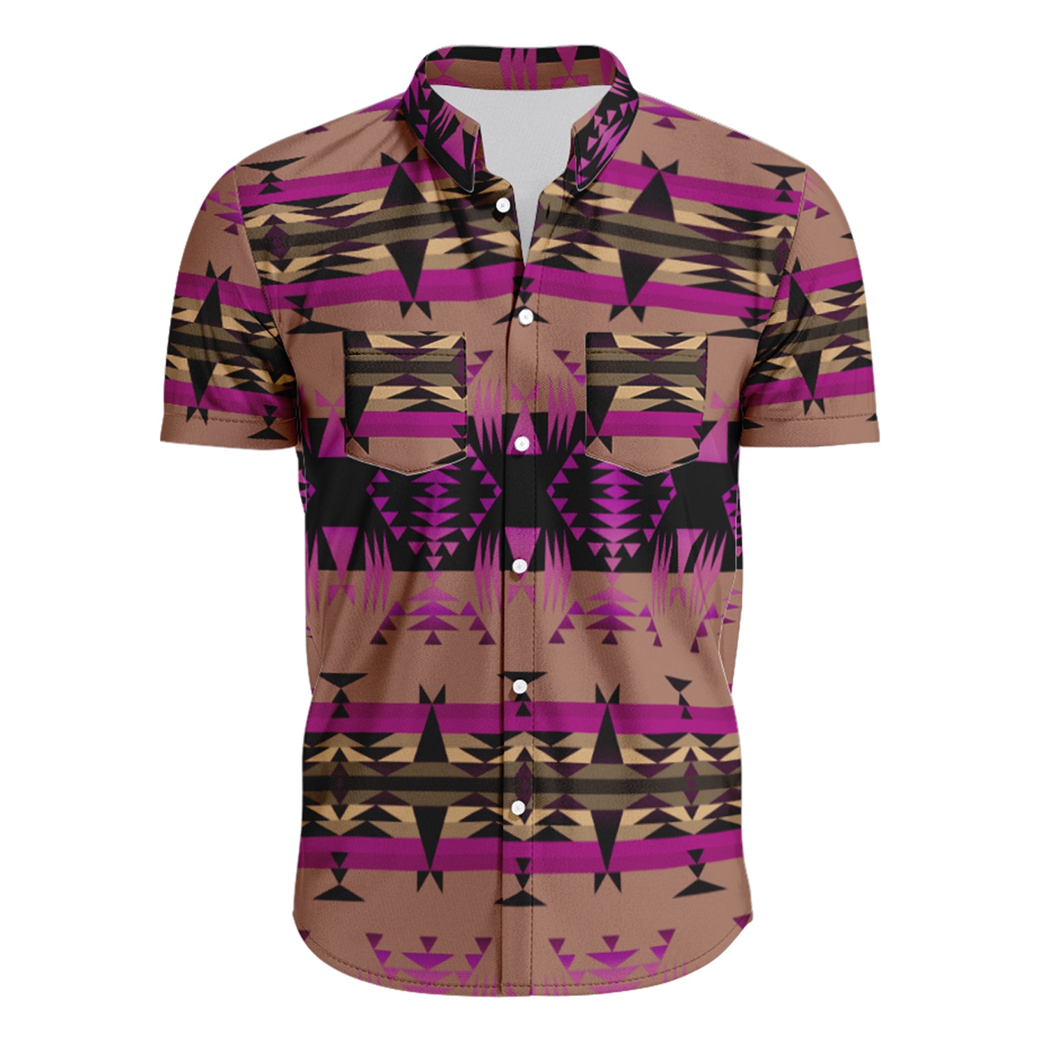 Between the Mountains Berry Hawaiian-Style Button Up Shirt