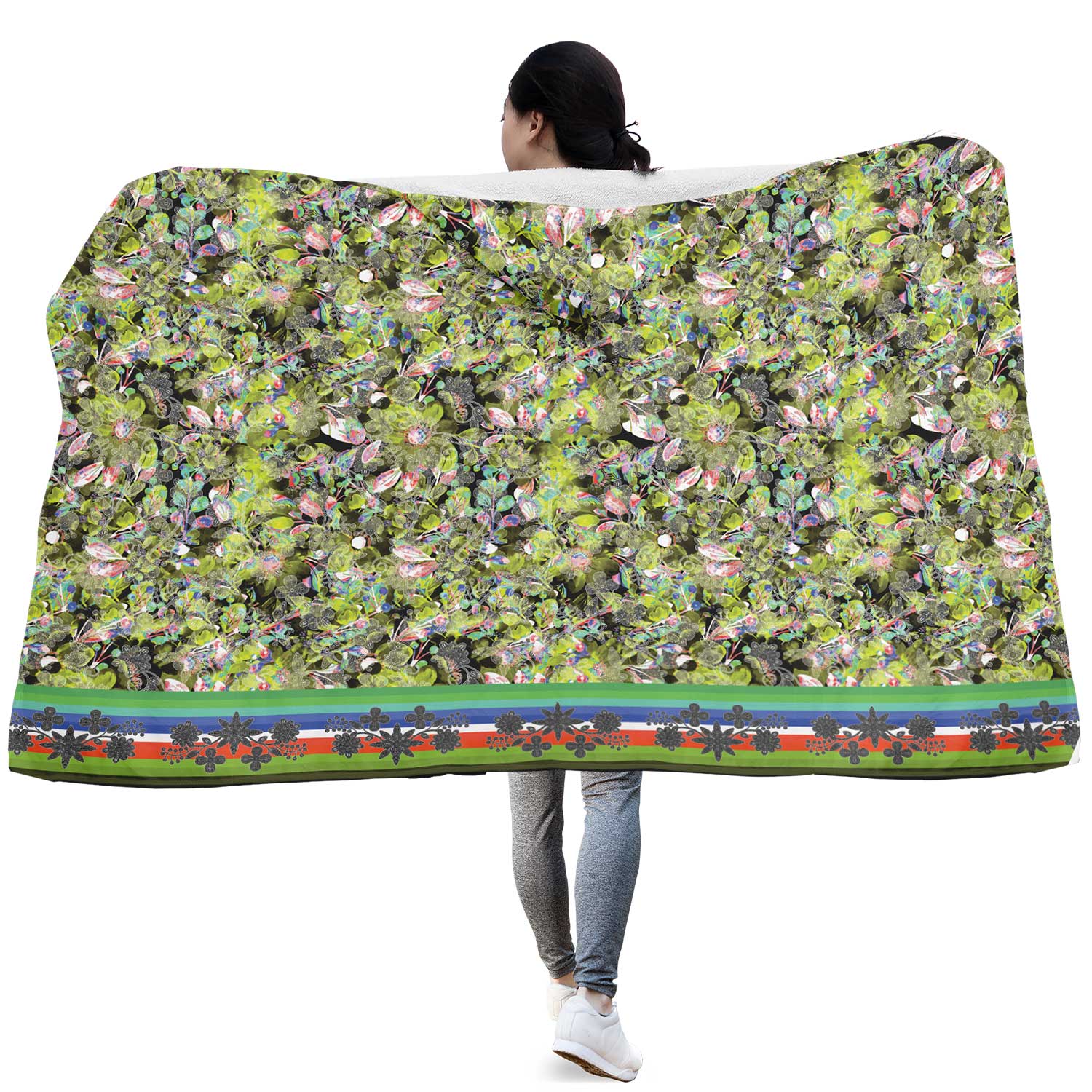 Culture in Nature Green Hooded Blanket