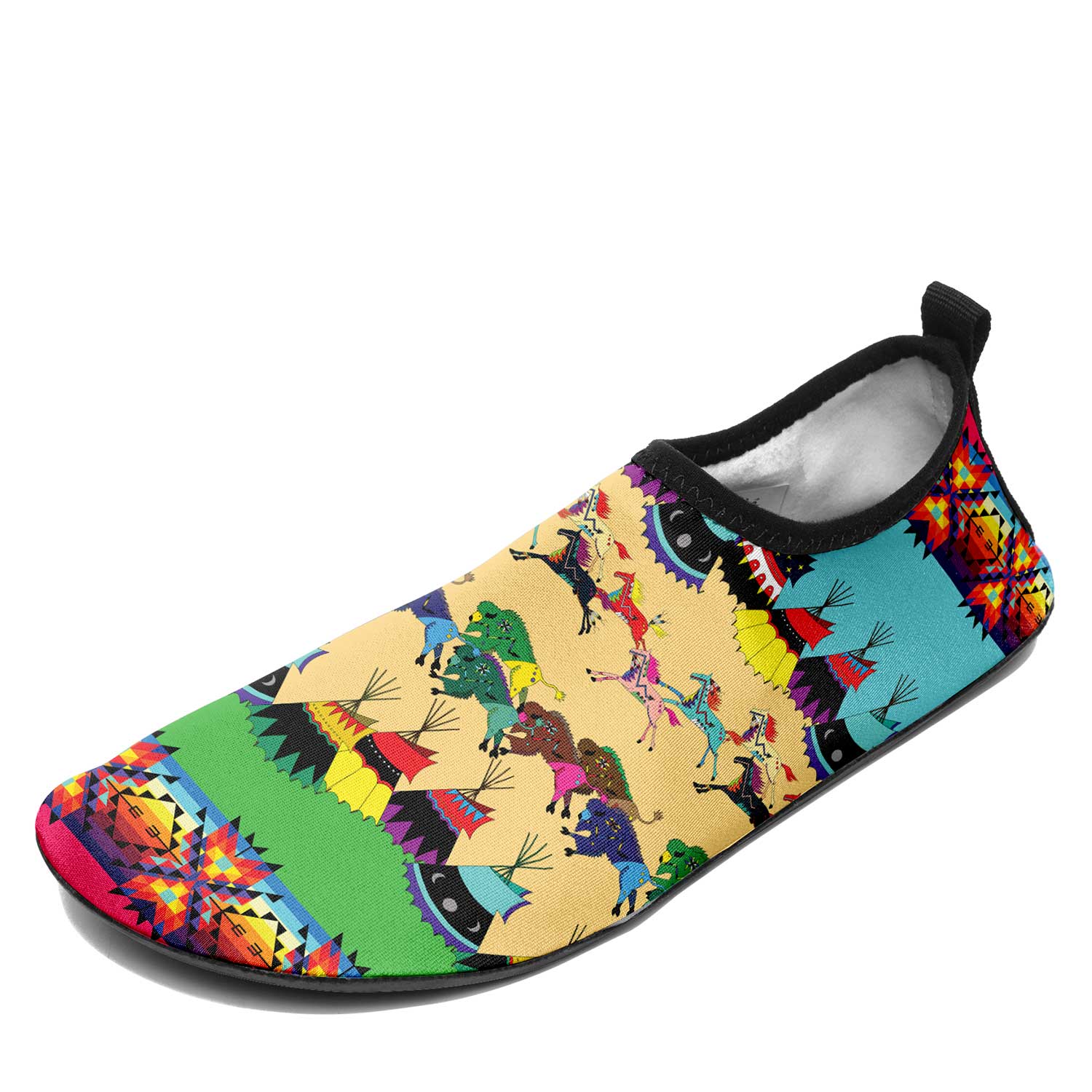 Horses and Buffalo Ledger Pink Kid's Sockamoccs Slip On Shoes