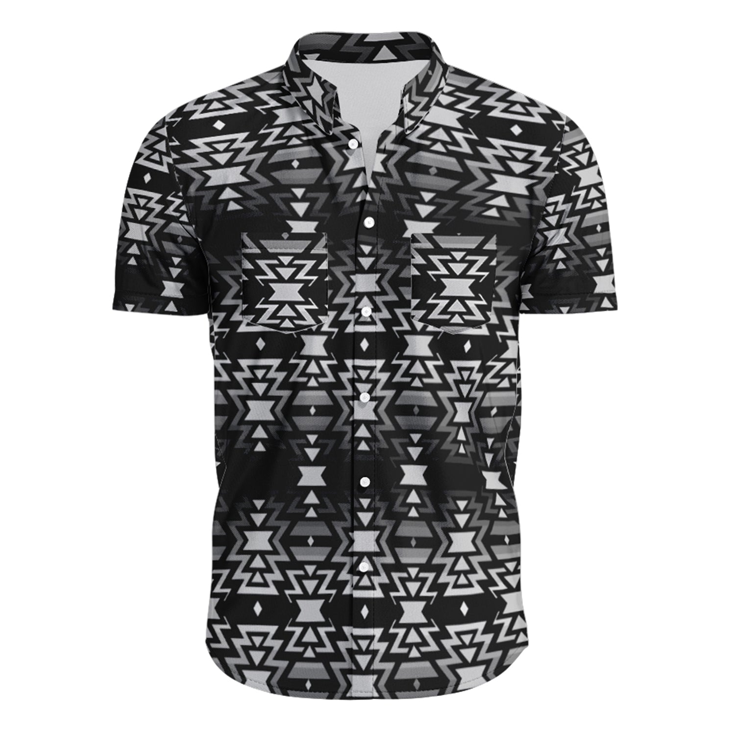 Black Fire Black and Gray Hawaiian-Style Button Up Shirt