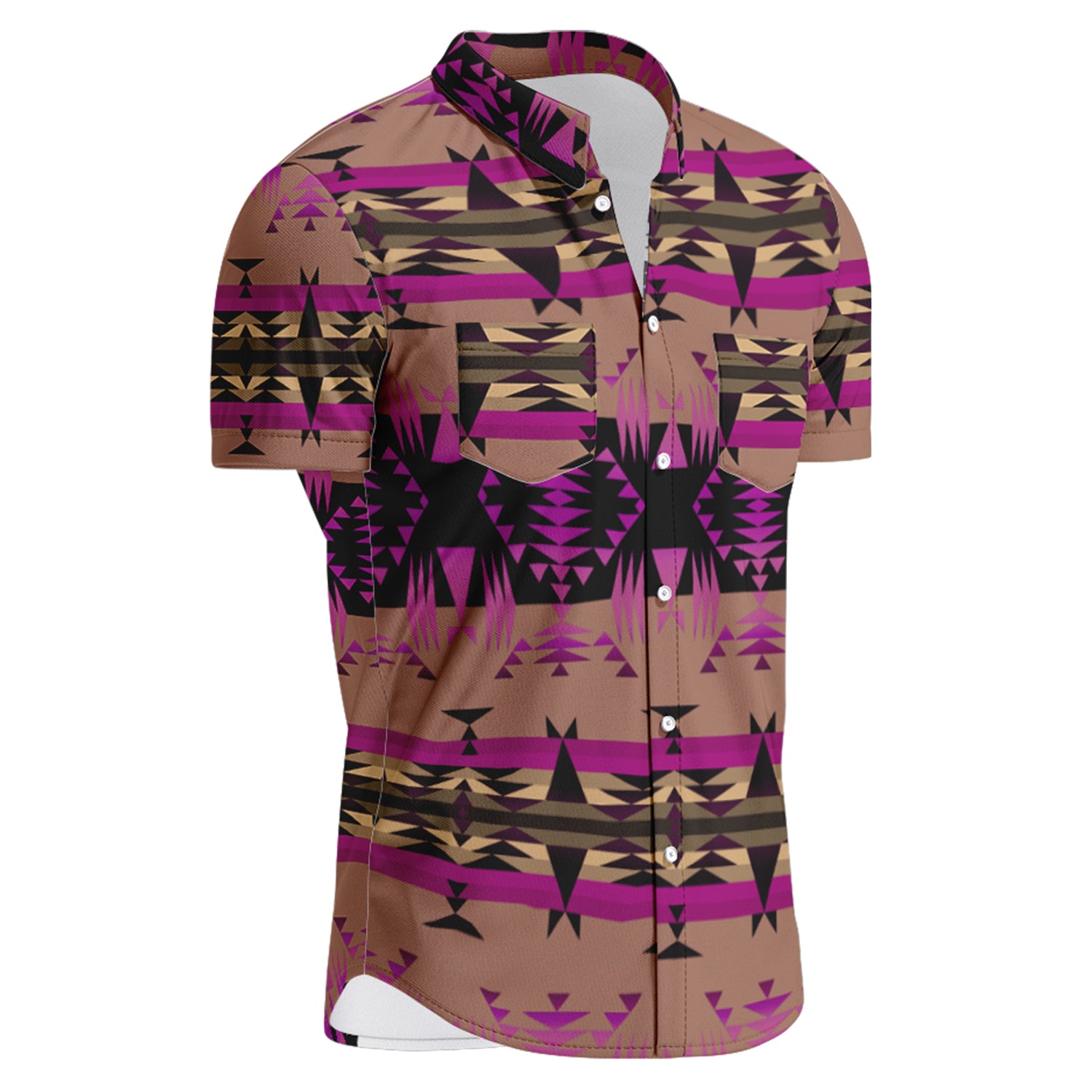 Between the Mountains Berry Hawaiian-Style Button Up Shirt