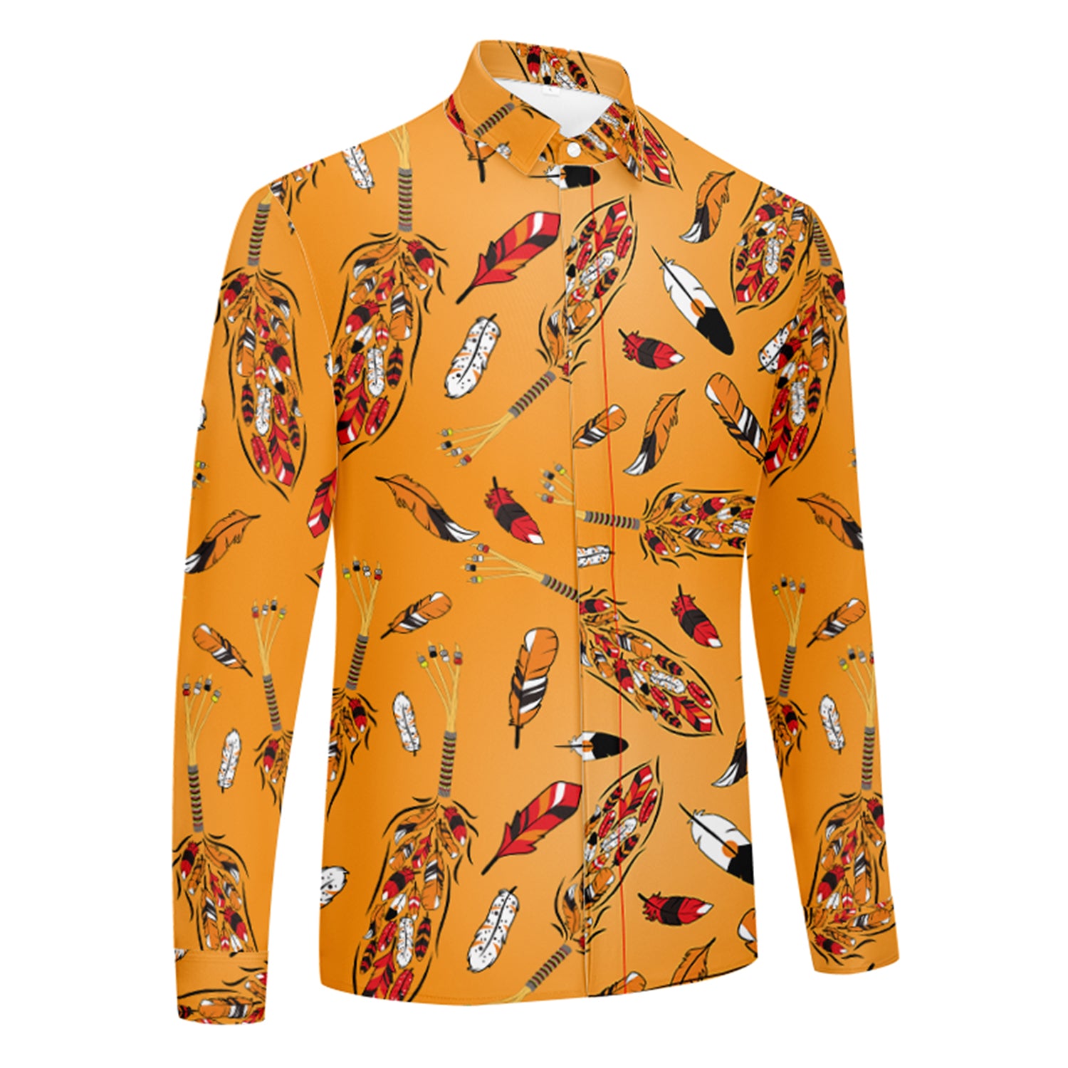 ECM Prayer Feathers Orange Men's Long Sleeve Dress Shirt