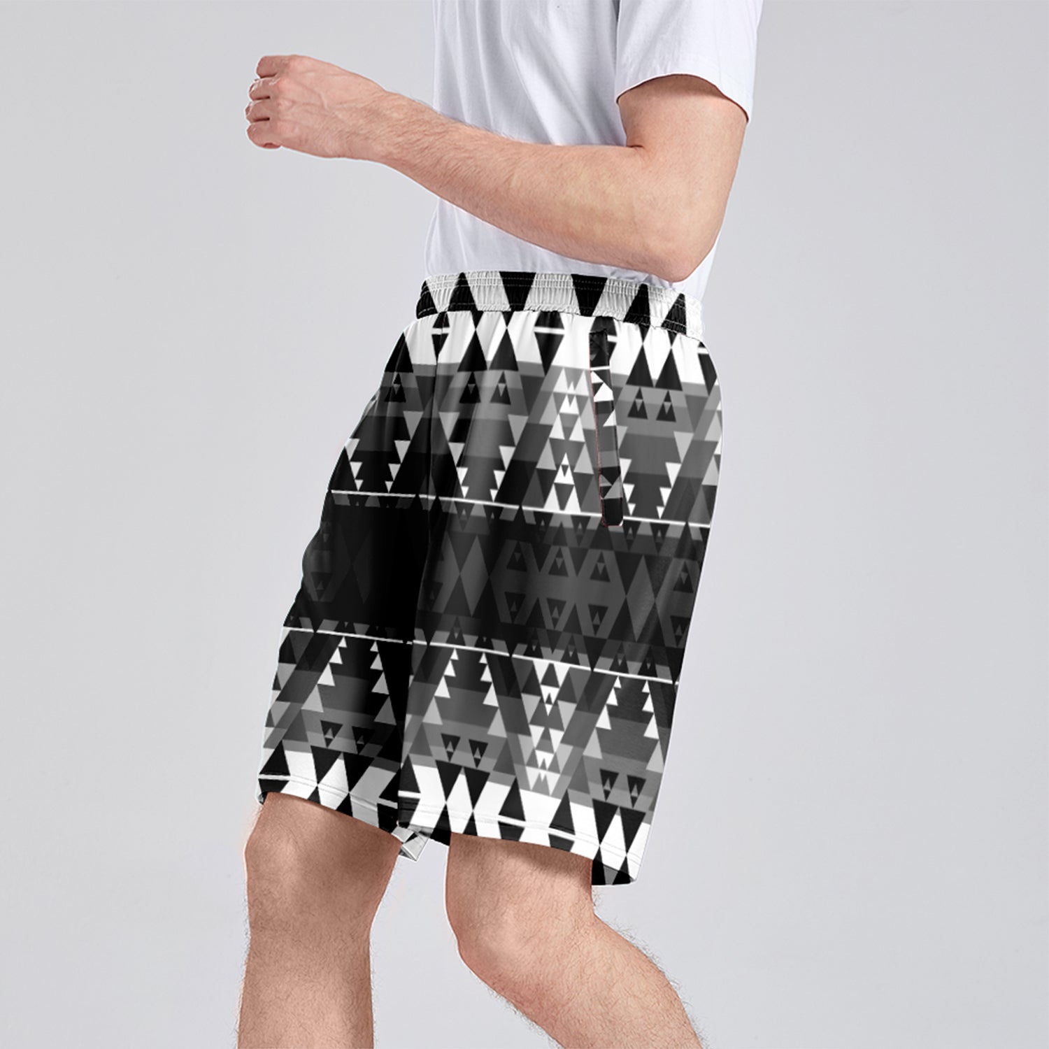 Writing on Stone Black and White Athletic Shorts with Pockets