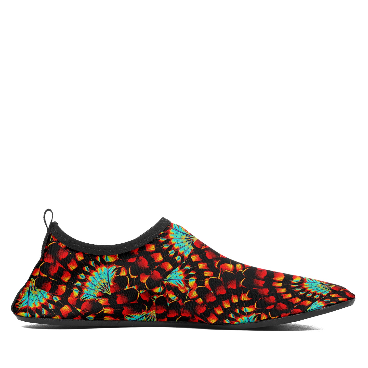 Hawk Feathers Fire and Turquoise Kid's Sockamoccs Slip On Shoes