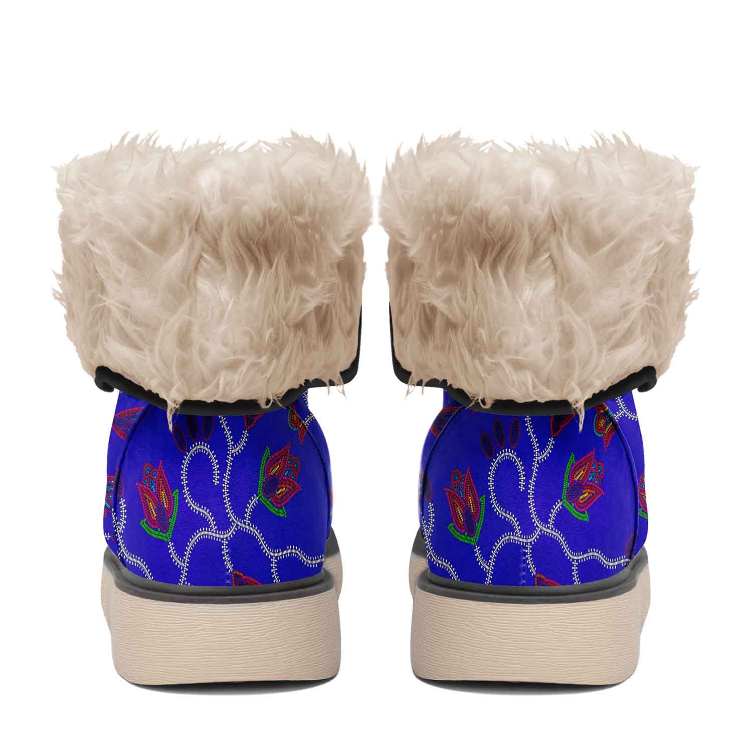 Spring Blossoms on Blue Polar Winter Boots