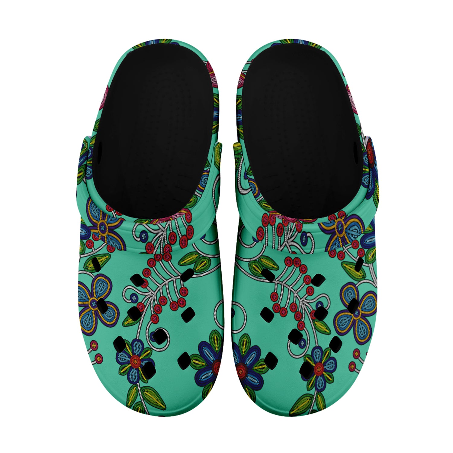 Midnight Garden Turquoise Muddies Unisex Clog Shoes