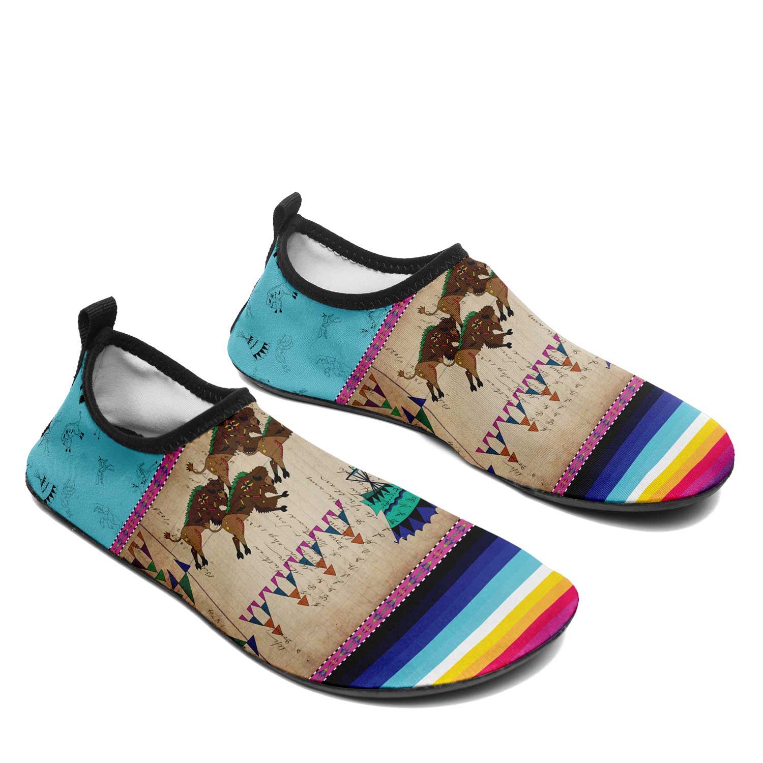 Buffalos Running Sky Kid's Sockamoccs Slip On Shoes
