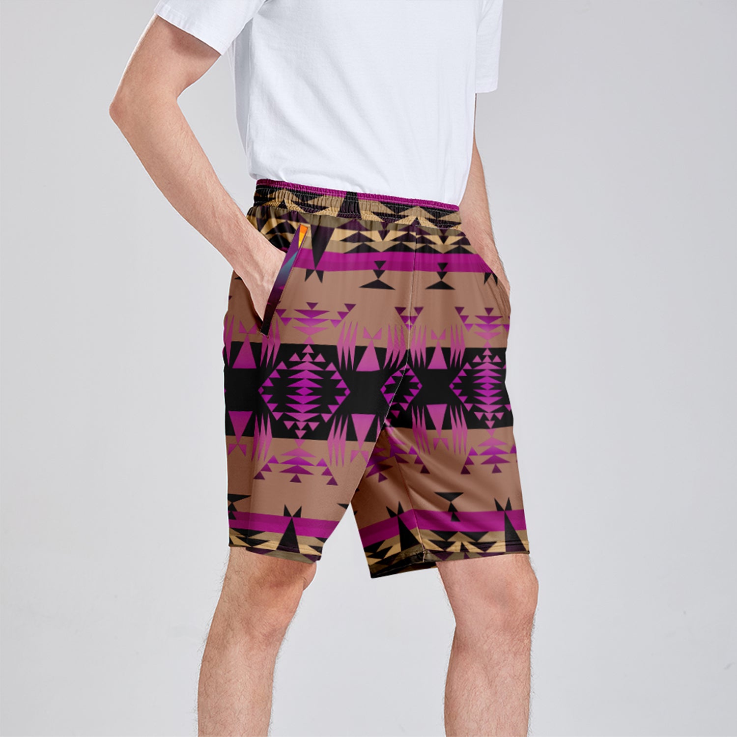 Between the Mountains Berry Athletic Shorts with Pockets