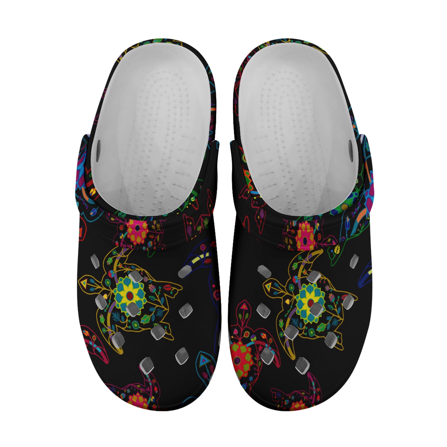 Neon Floral Turtle Muddies Unisex Clog Shoes