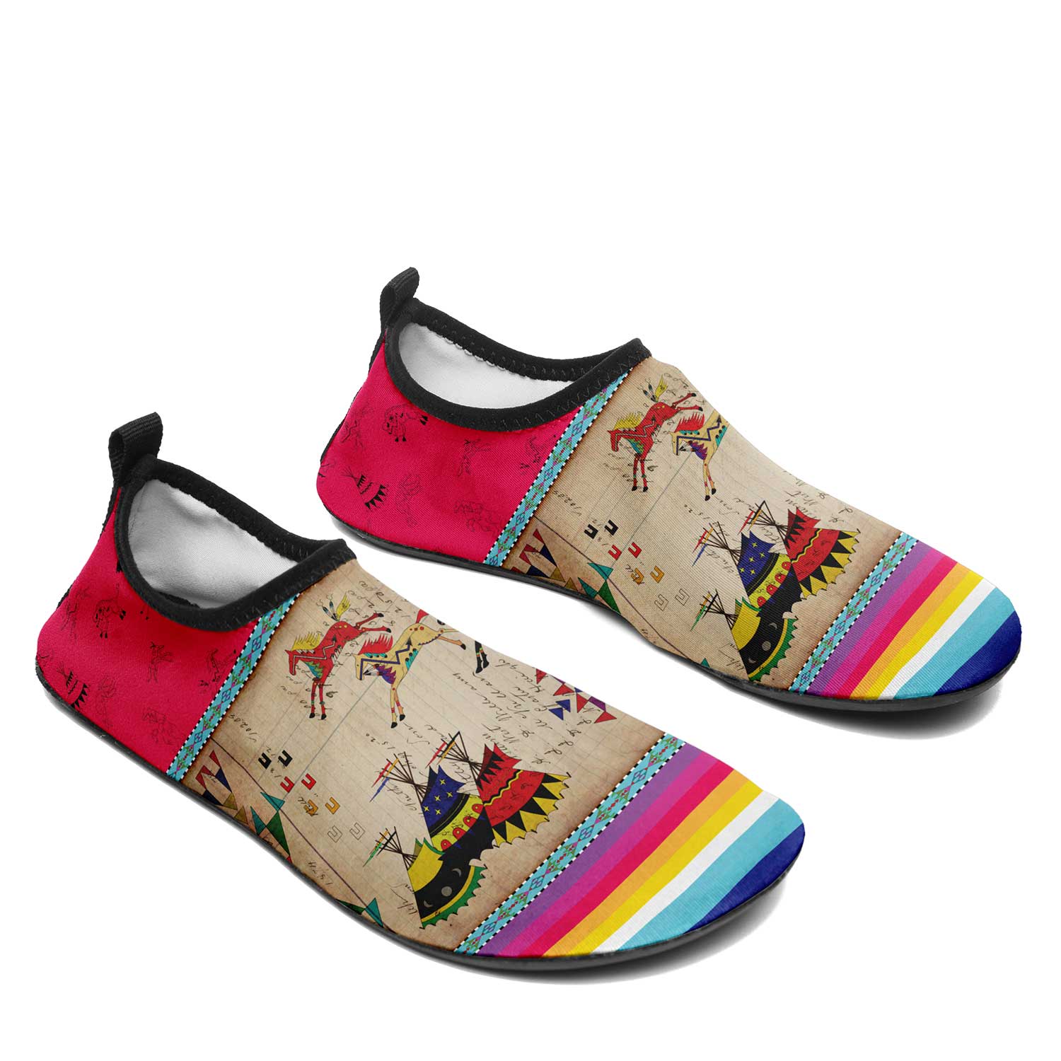 Horses Running Berry Kid's Sockamoccs Slip On Shoes