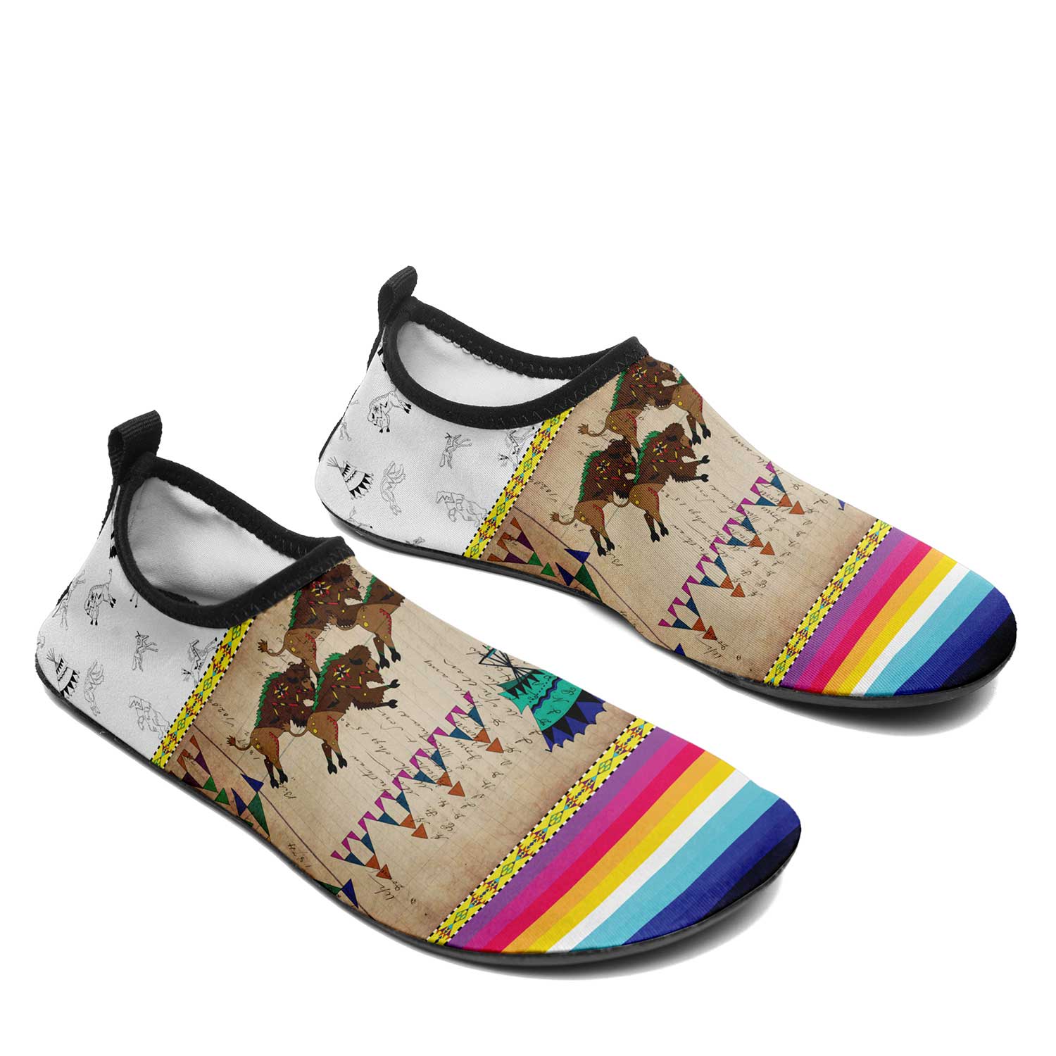 Buffalos Running White Clay Kid's Sockamoccs Slip On Shoes