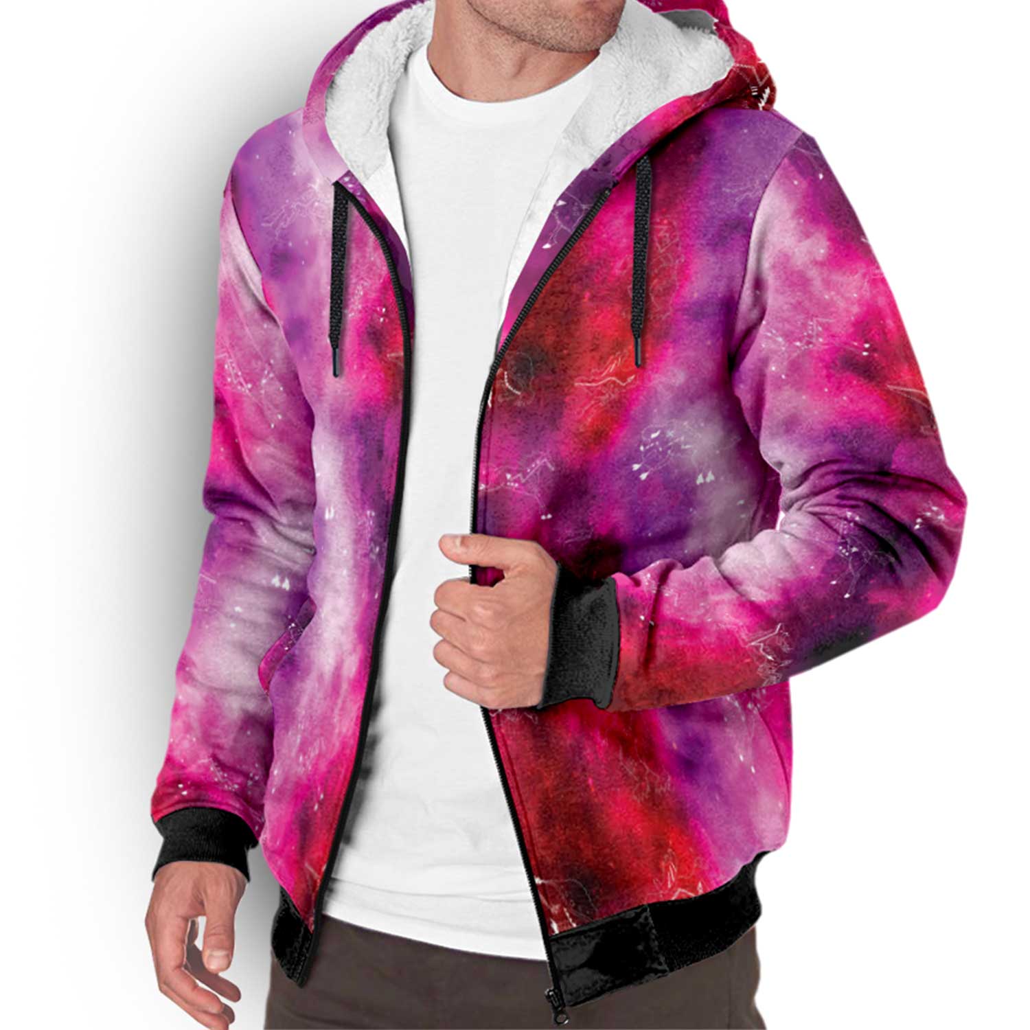 Animal Ancestors 8 Gaseous Clouds Pink and Red Sherpa Hoodie