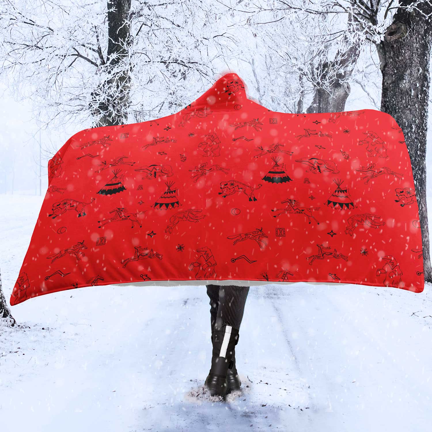Ledger Dabbles Red Hooded Blanket