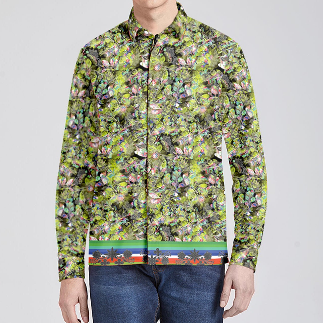 Culture in Nature Green Leaf Men's Long Sleeve Dress Shirt