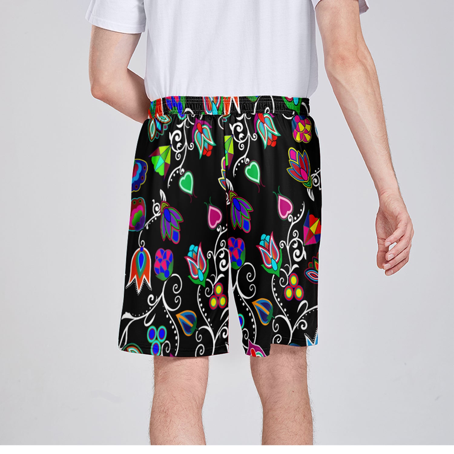 Indigenous Paisley Black Athletic Shorts with Pockets